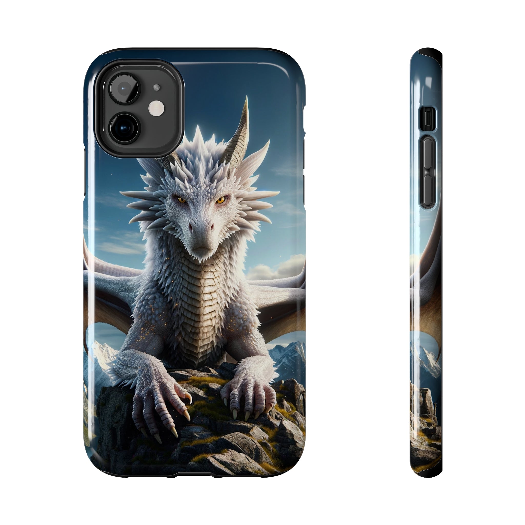 White dragon on a rock - Tough Phone Case