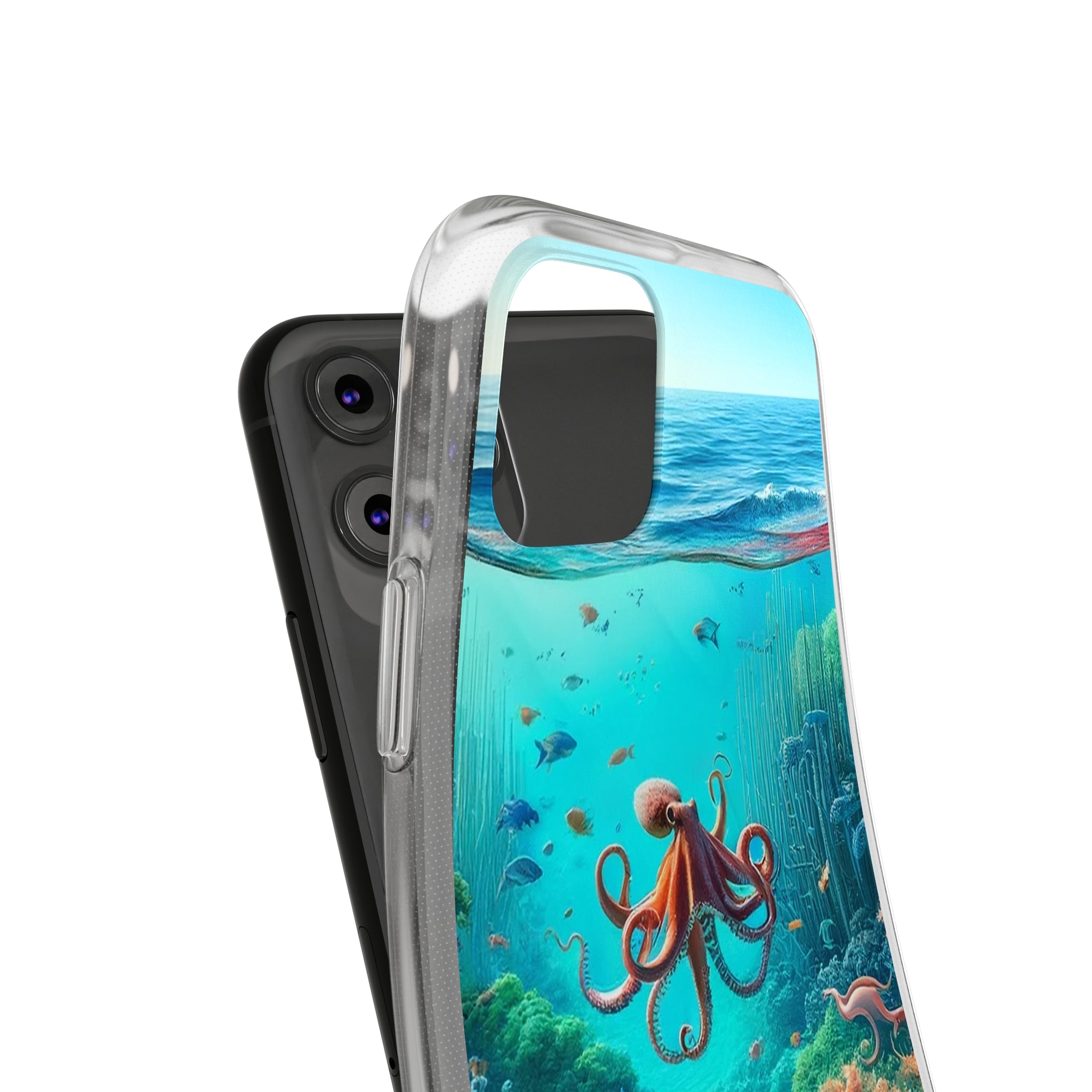 Octopus in turquoise water - Soft Phone Case