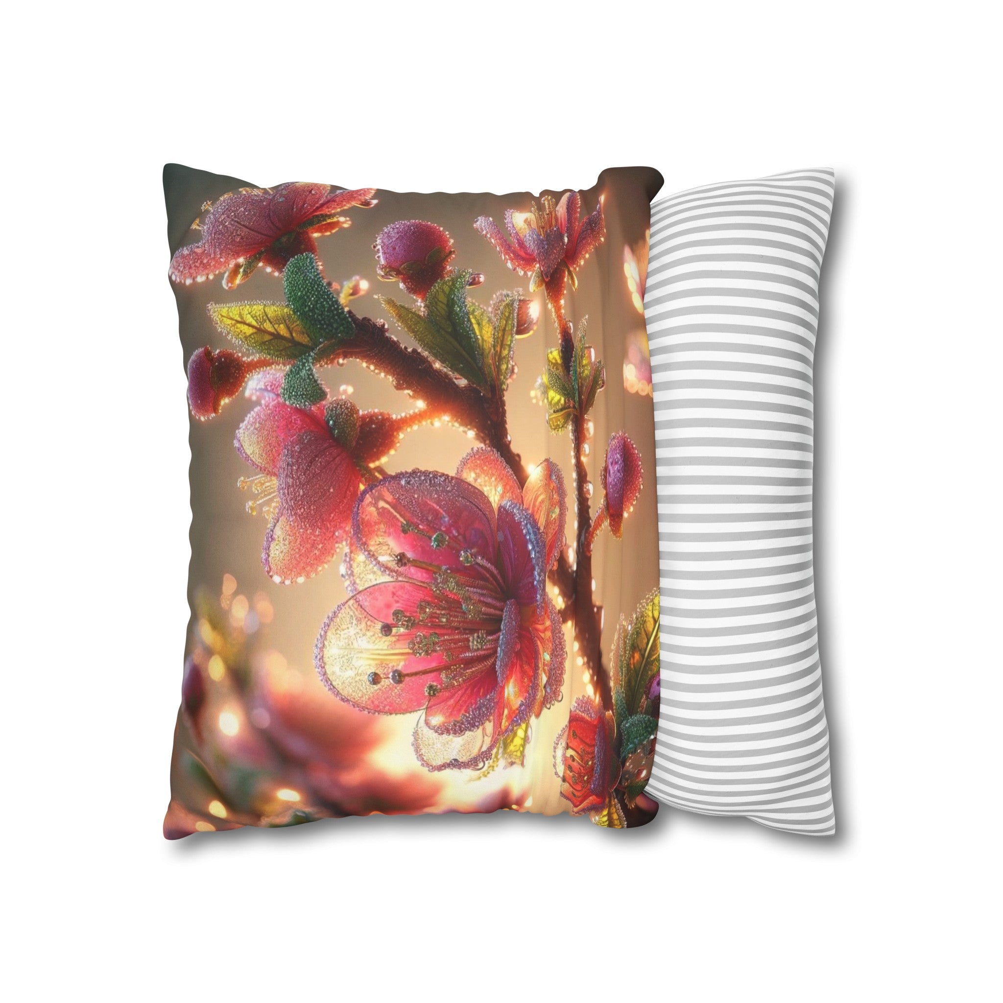 Pink diamond flowers (1) - Suede Square Pillowcase