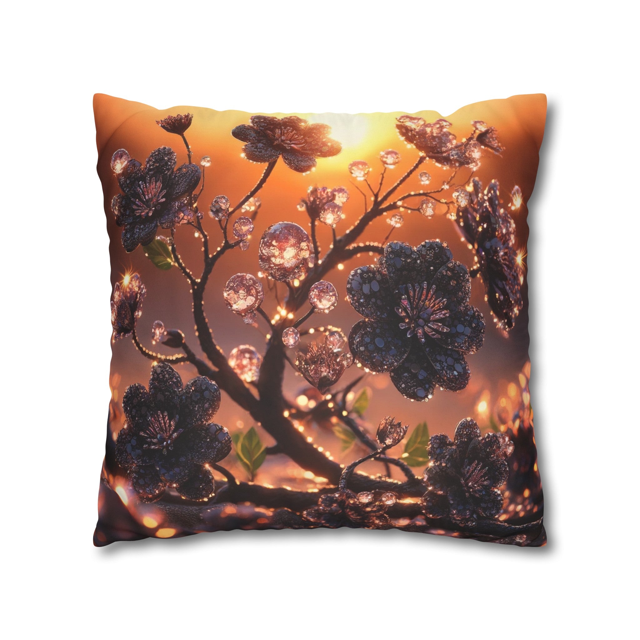 Black diamond flowers (2) - Suede Square Pillowcase