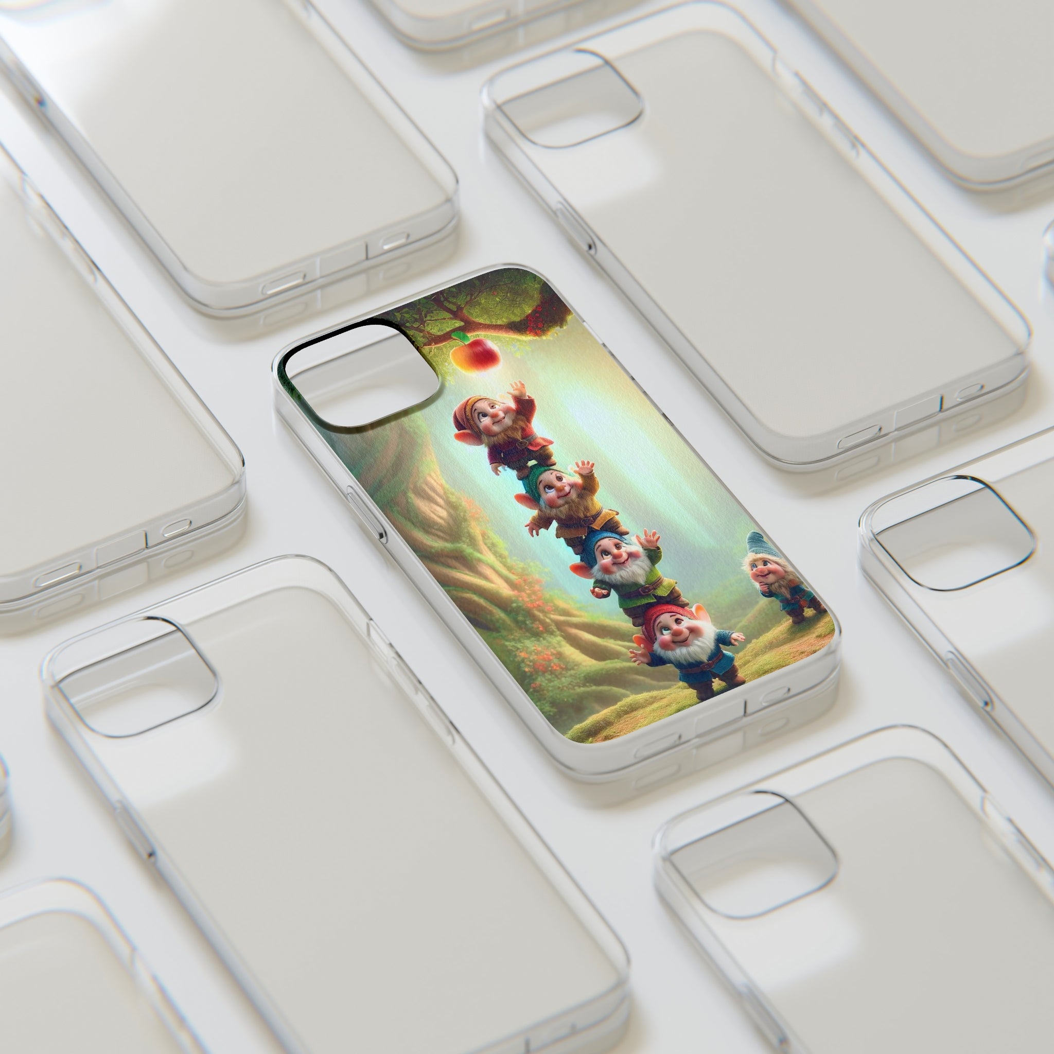 Gnomes reaching an apple - Soft Phone Case