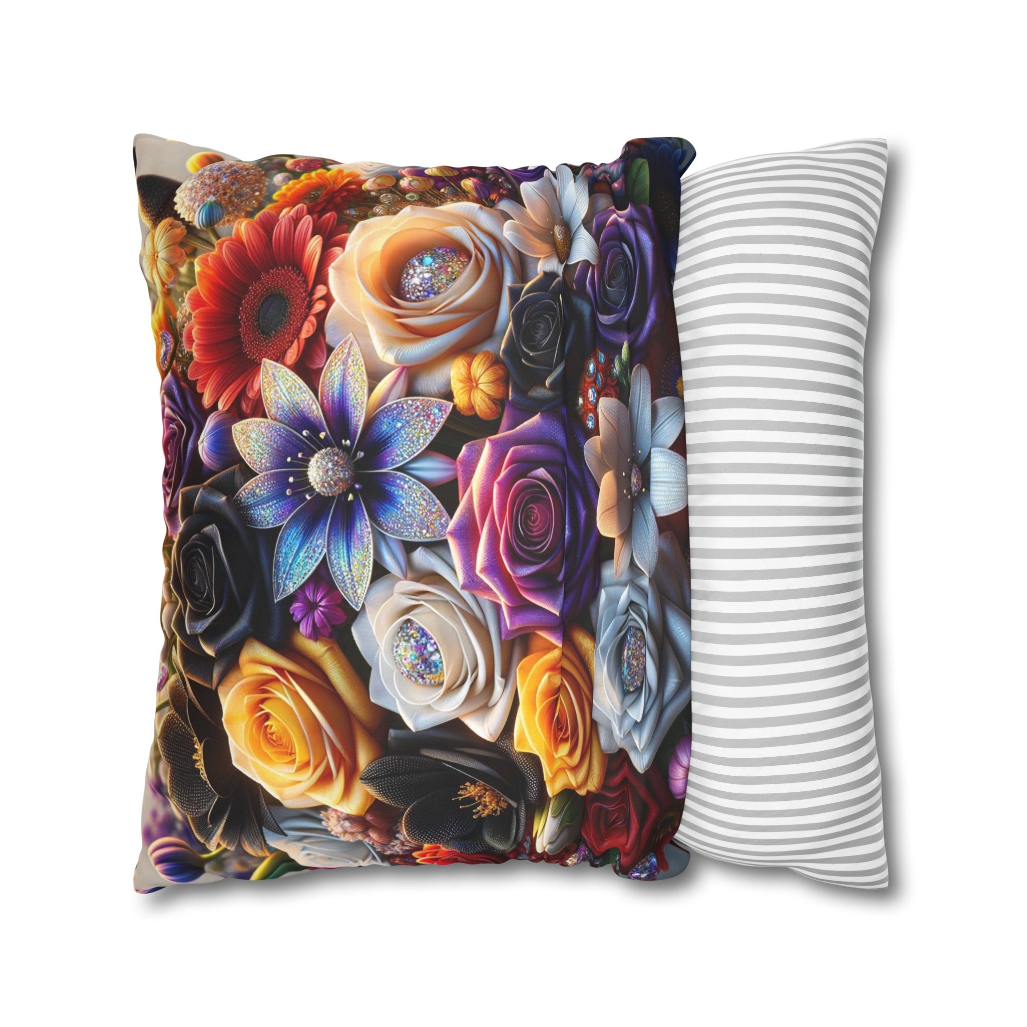 Colourful Bouquet (4) - Suede Square Pillowcase