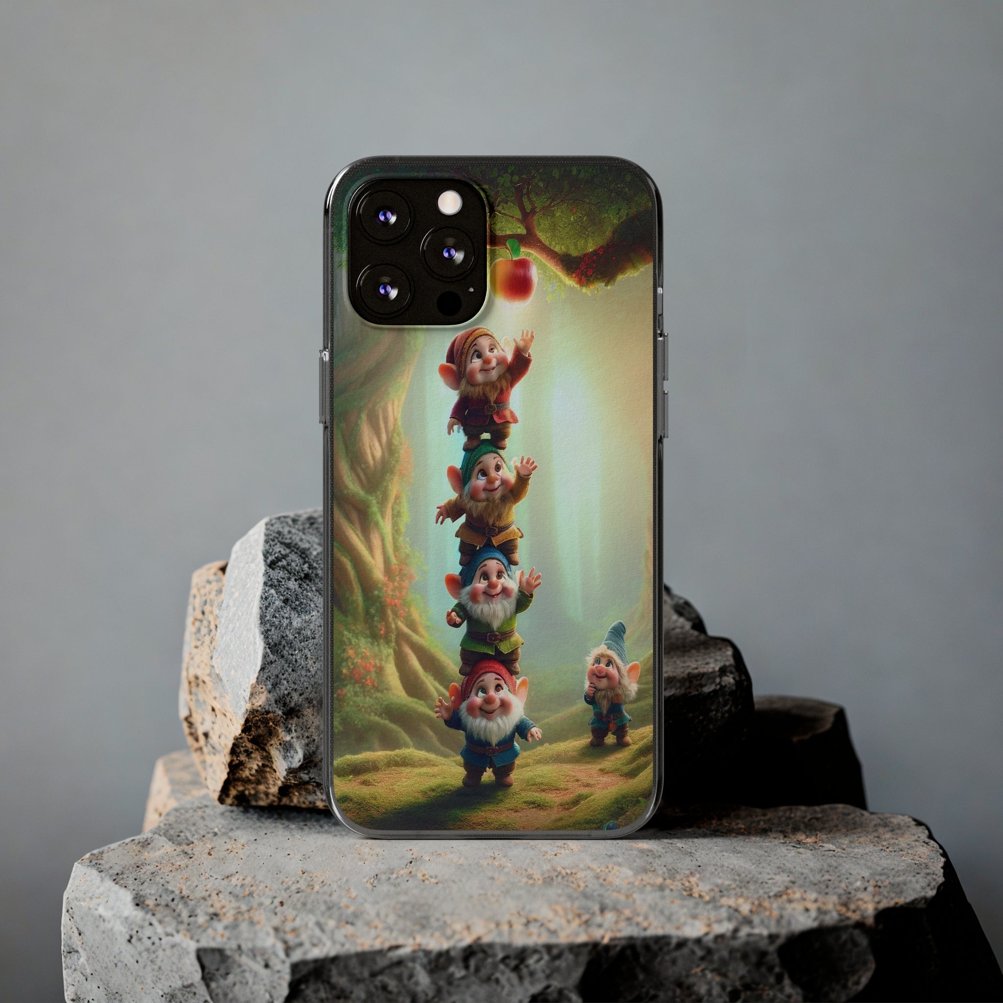 Gnomes reaching an apple - Soft Phone Case