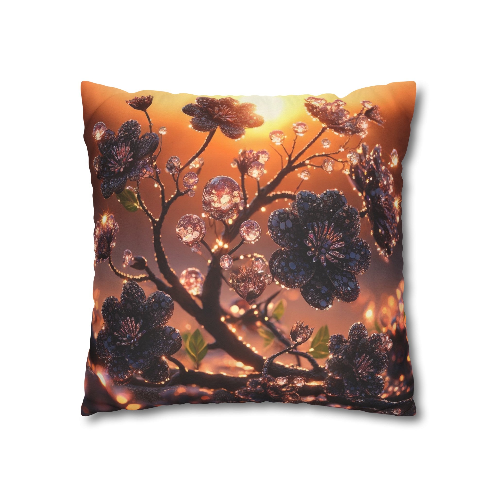 Black diamond flowers (2) - Suede Square Pillowcase