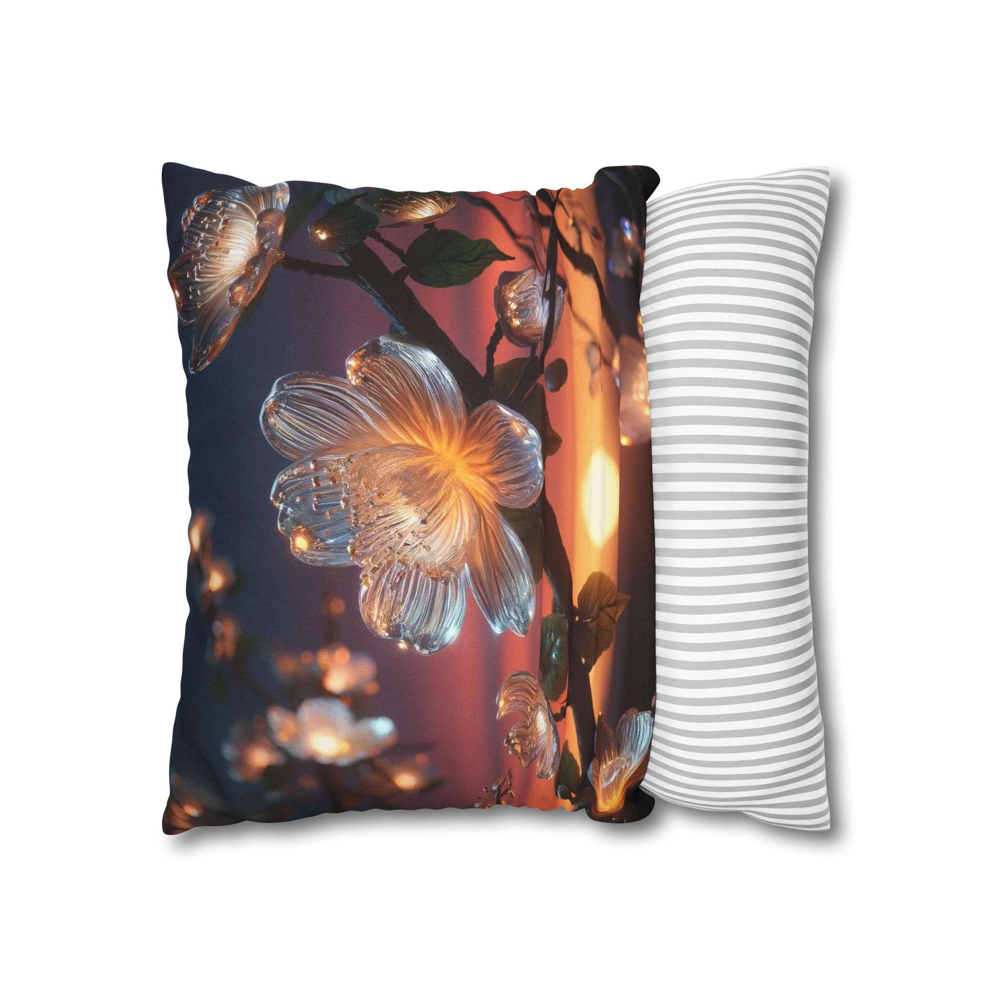 White diamond flowers (4) - Polyester Square Pillowcase