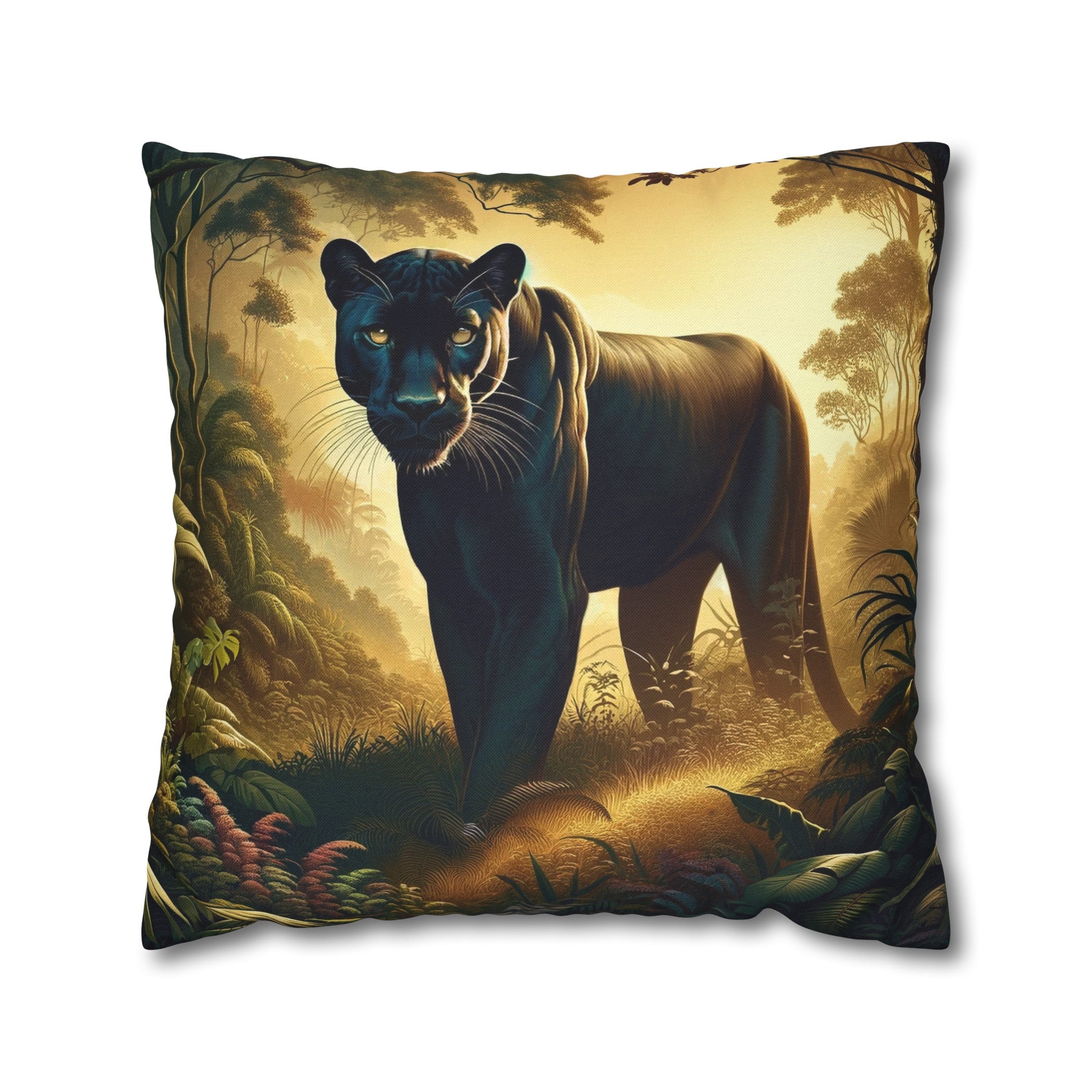 A Tiger walking in the jungle - Spun Polyester Square Pillowcase