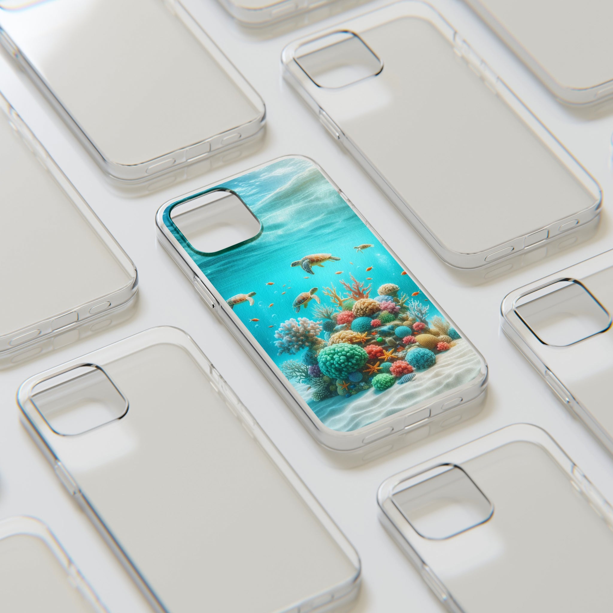 Turtles on coral reef - Soft Phone Case