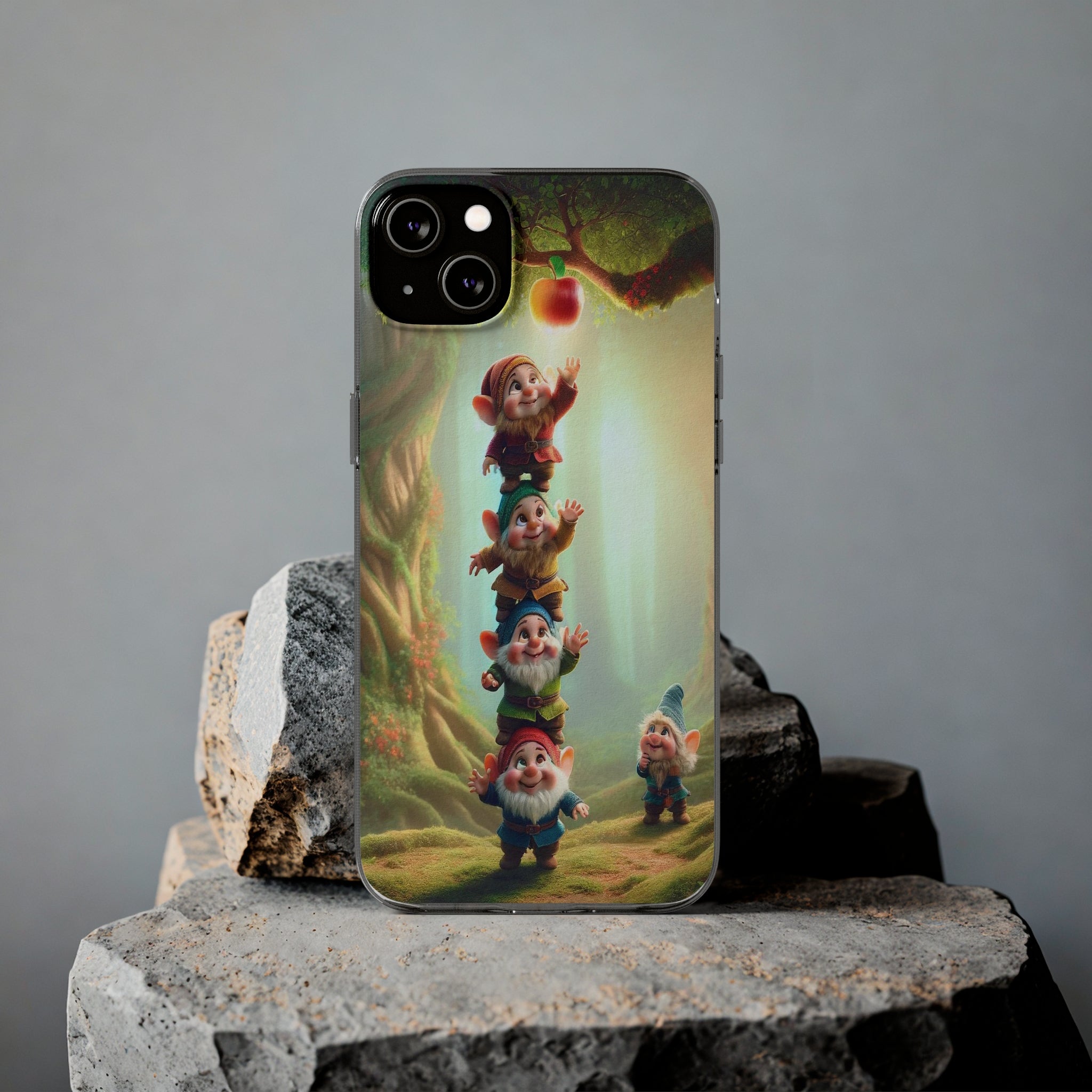 Gnomes reaching an apple - Soft Phone Case