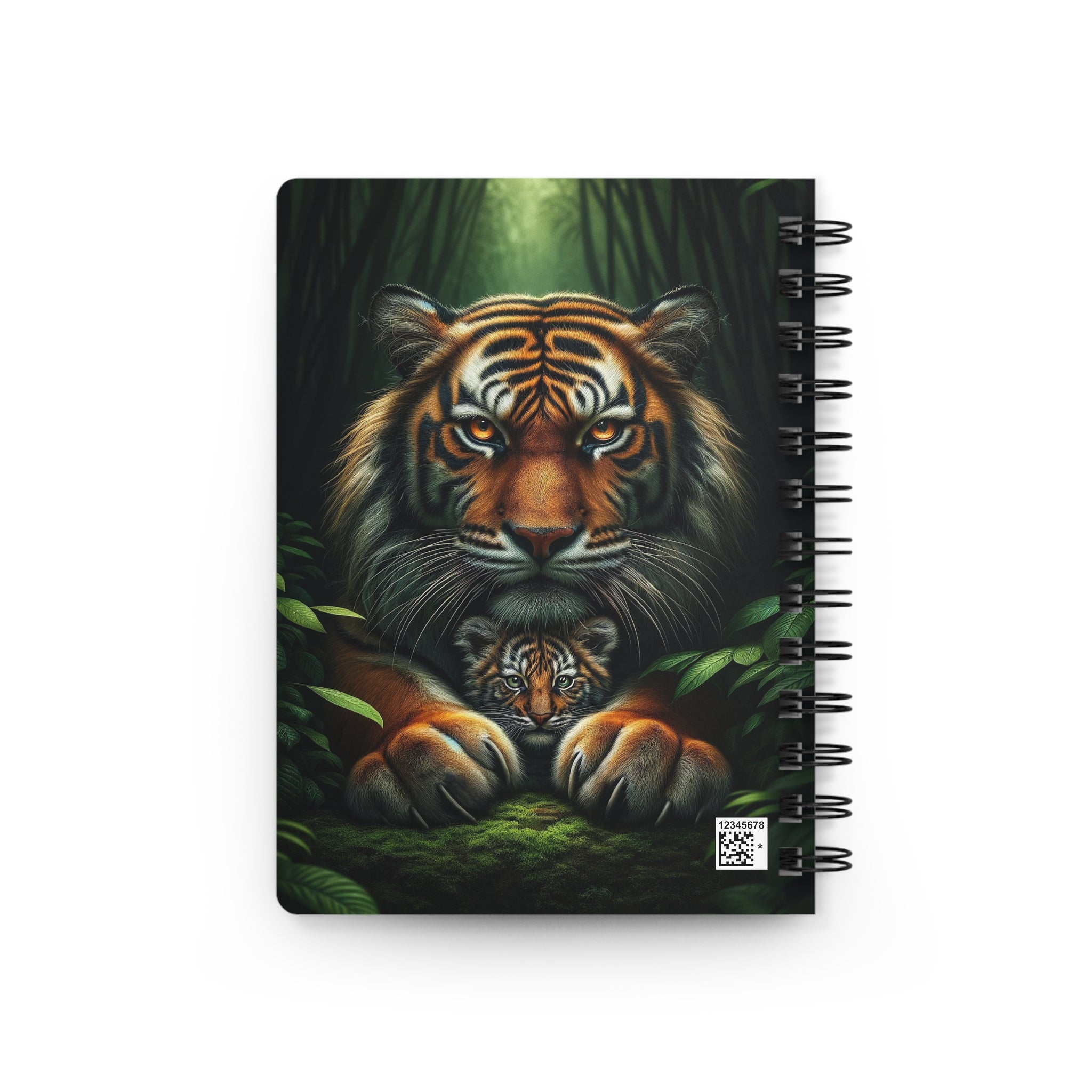 Mother tiger protecting her cub - Spiral Notebook