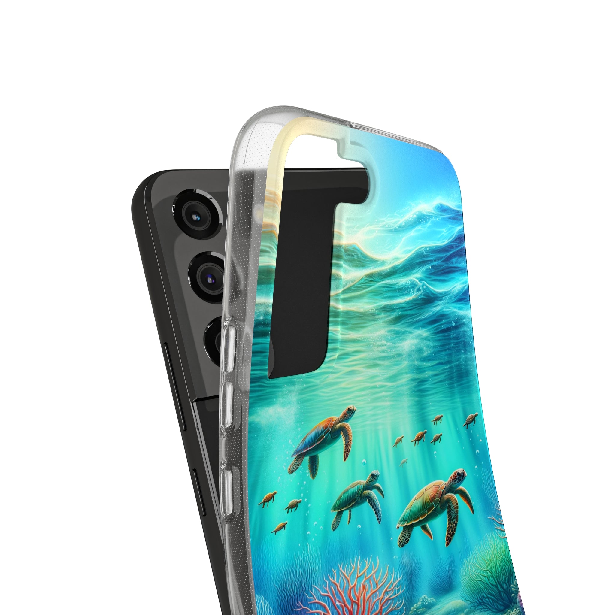 Turtles and coral reef - Soft Phone Case