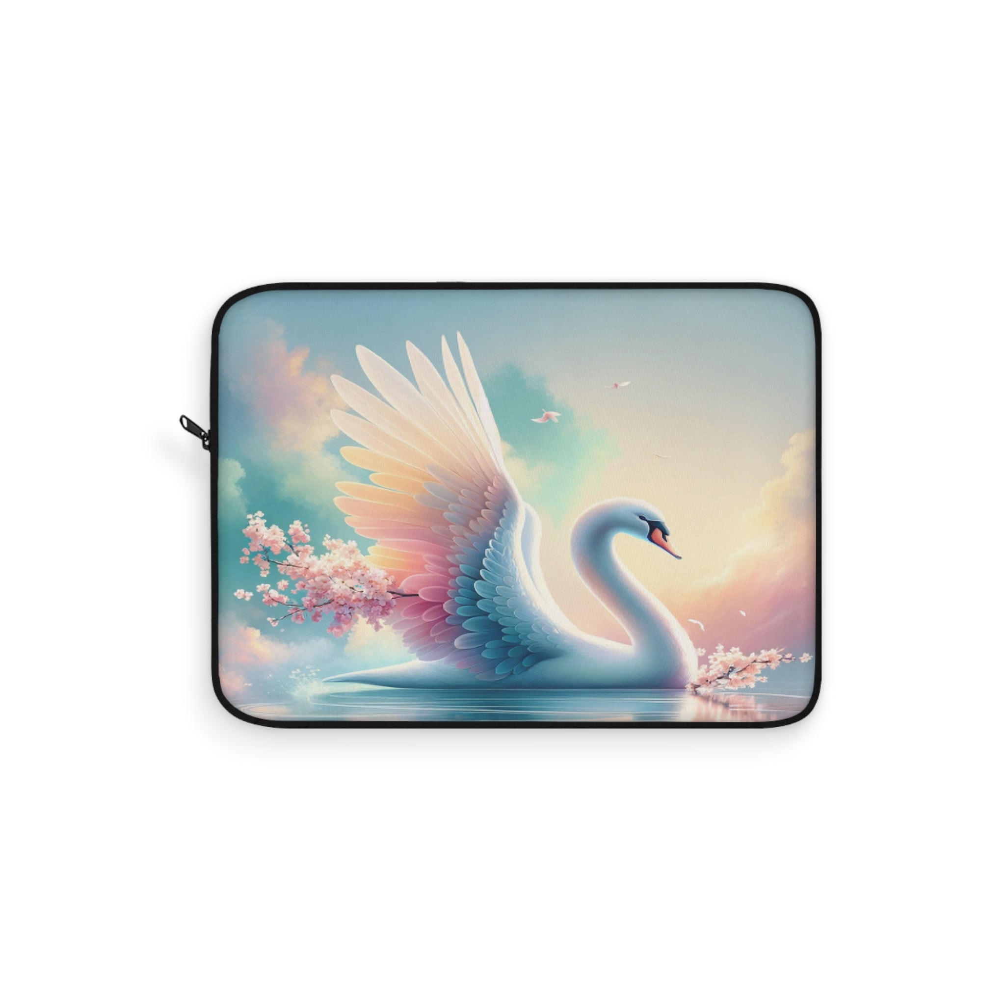 Beautiful Swan with pink flowers - Laptop Sleeve