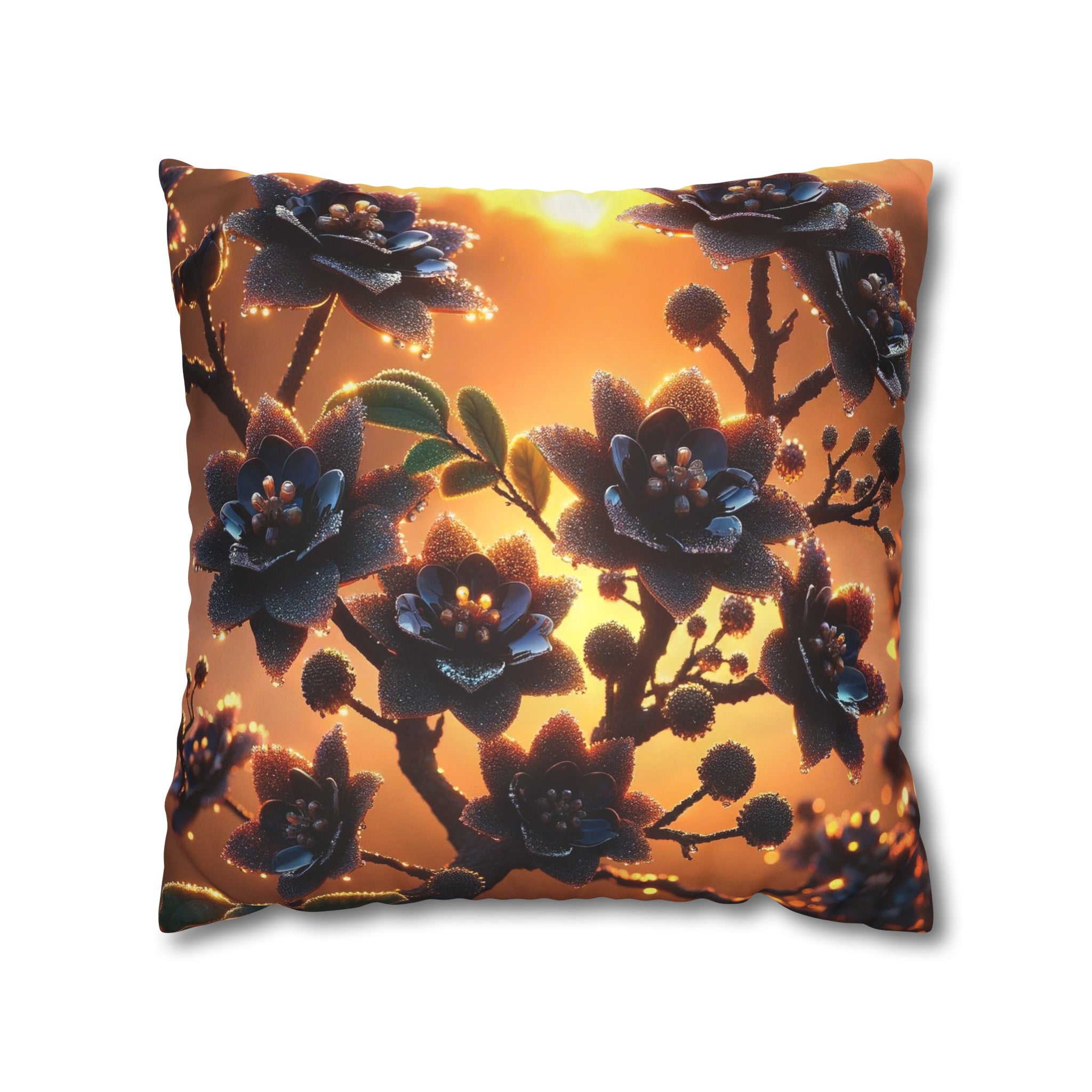 Black diamond flowers (3) - Suede Square Pillowcase