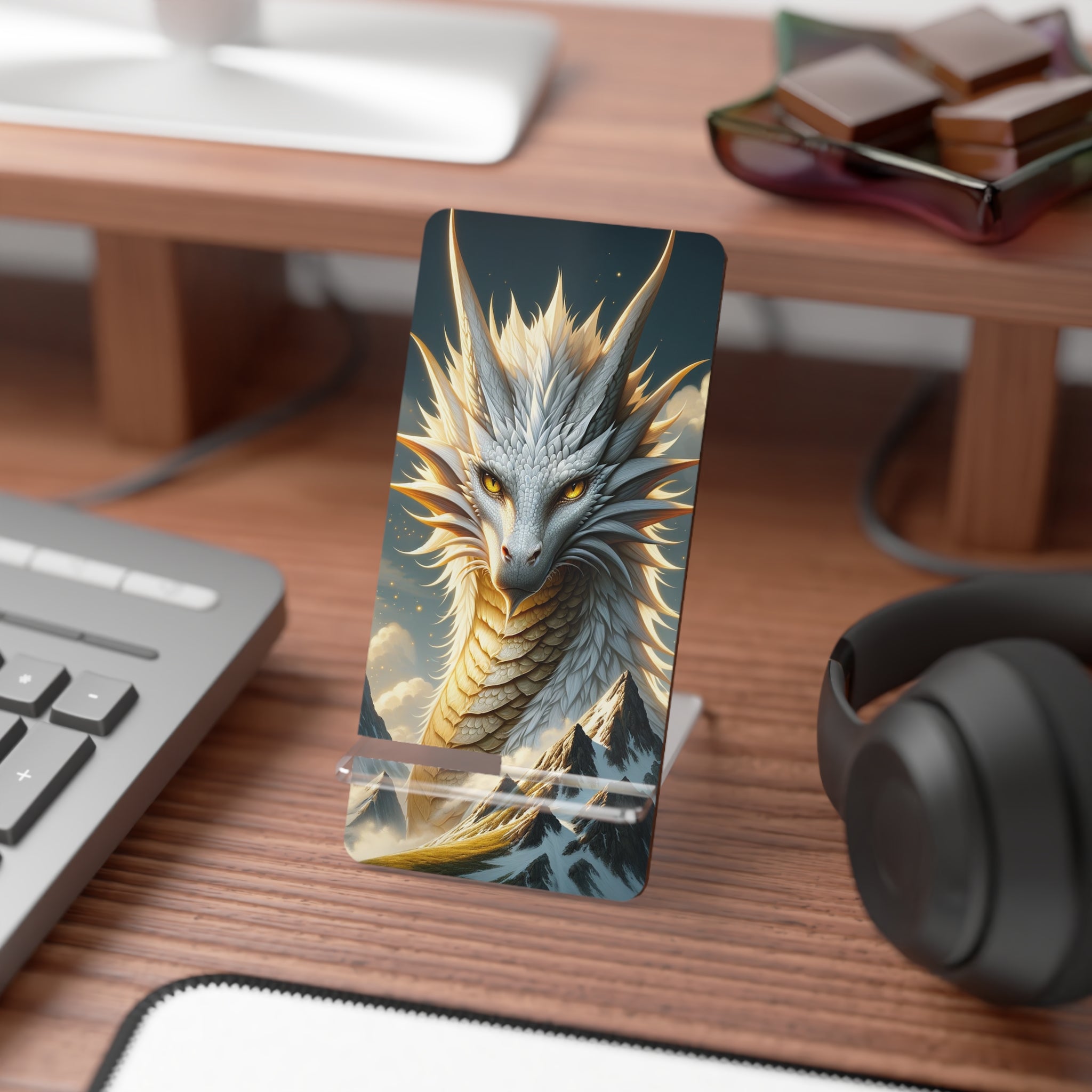 White dragon in the mountains - Smartphone Stand