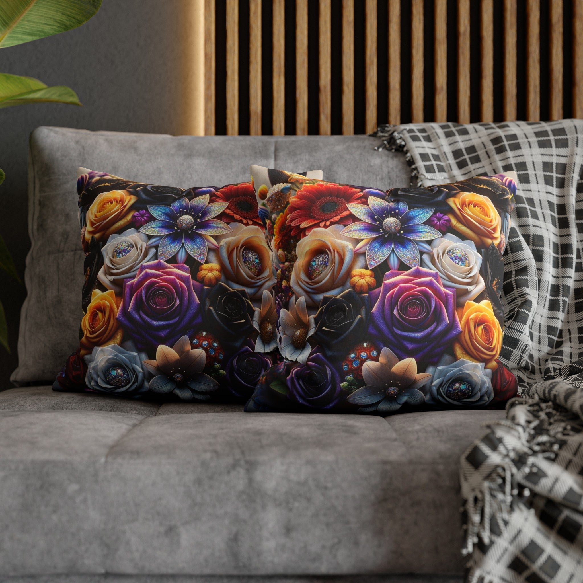 Colourful Bouquet (4) - Suede Square Pillowcase