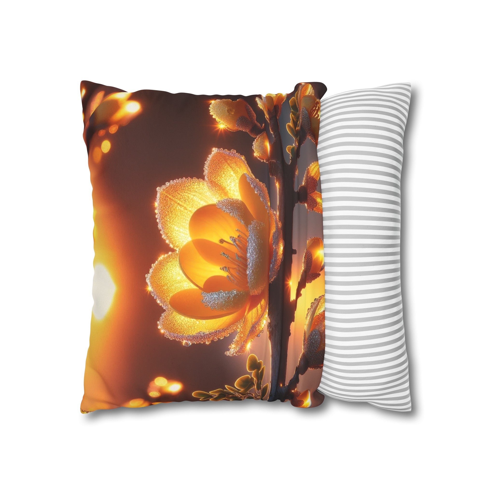 Yellow, diamond flowers (1) - Suede Square Pillowcase