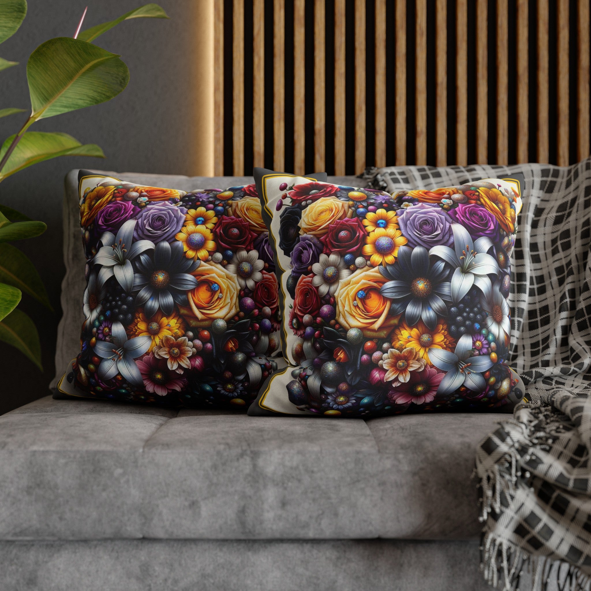 Colourful Bouquet (3) - Polyester Square Pillowcase