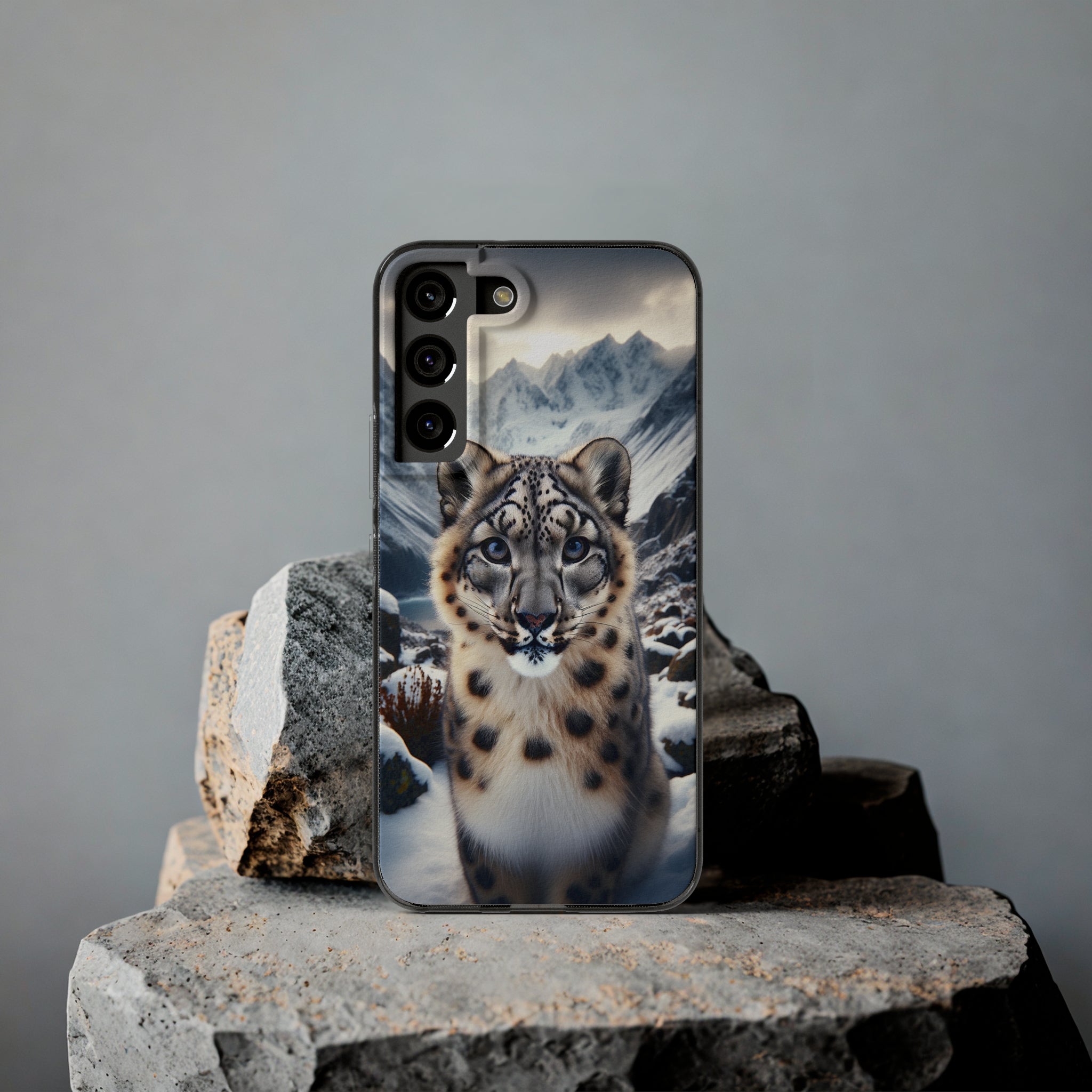 Curious Snow Leopard - Soft Phone Case