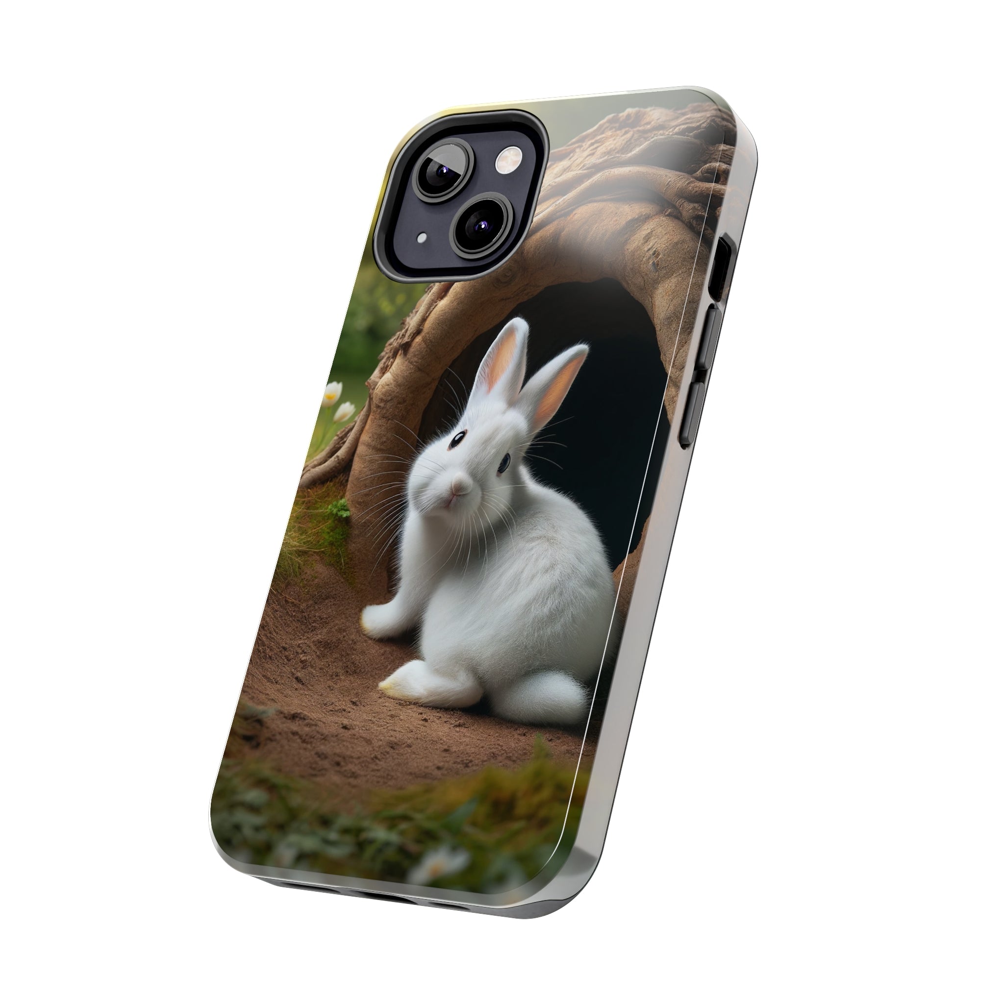 White curious rabbit - Tough Phone Case