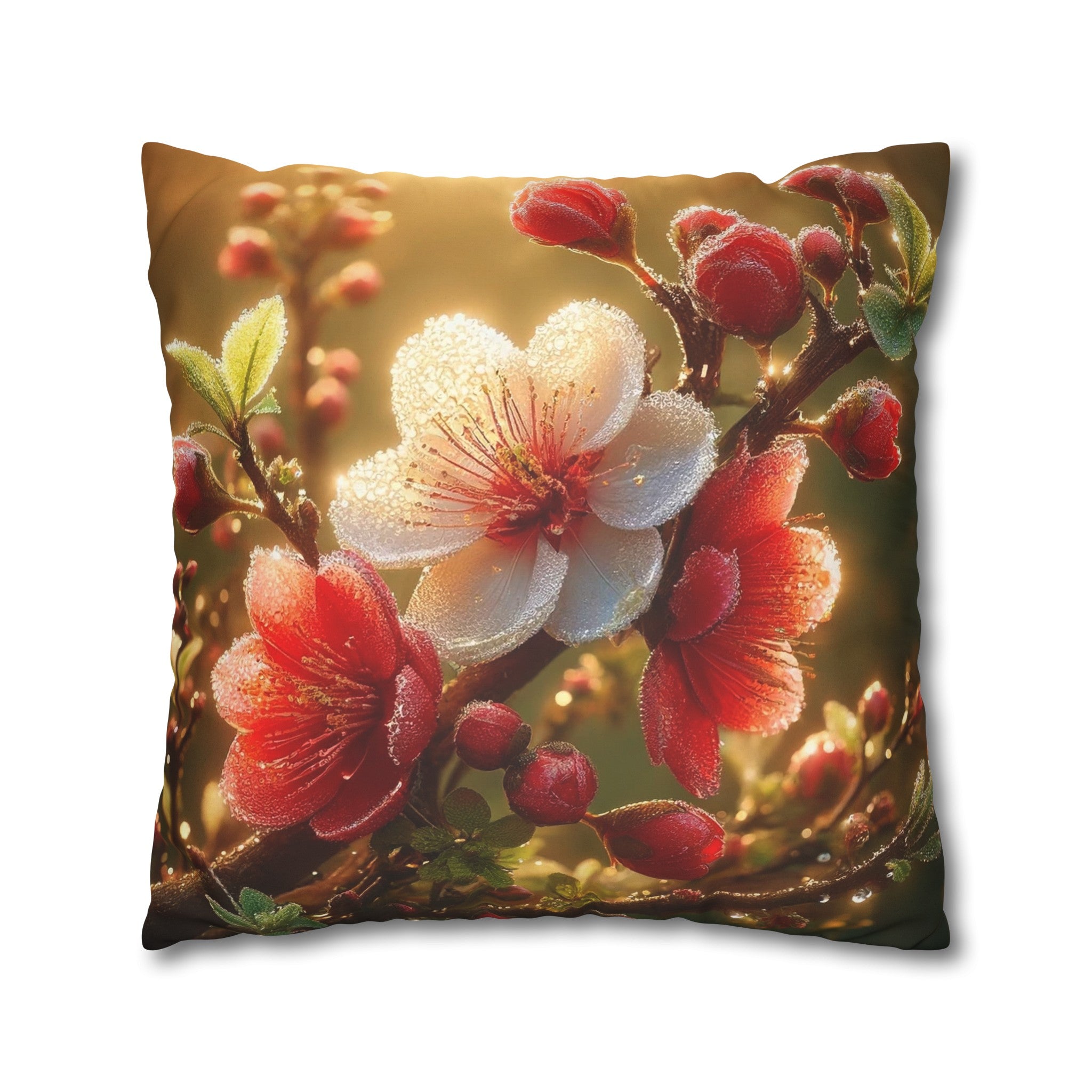 Red diamond flowers (4) - Suede Square Pillowcase