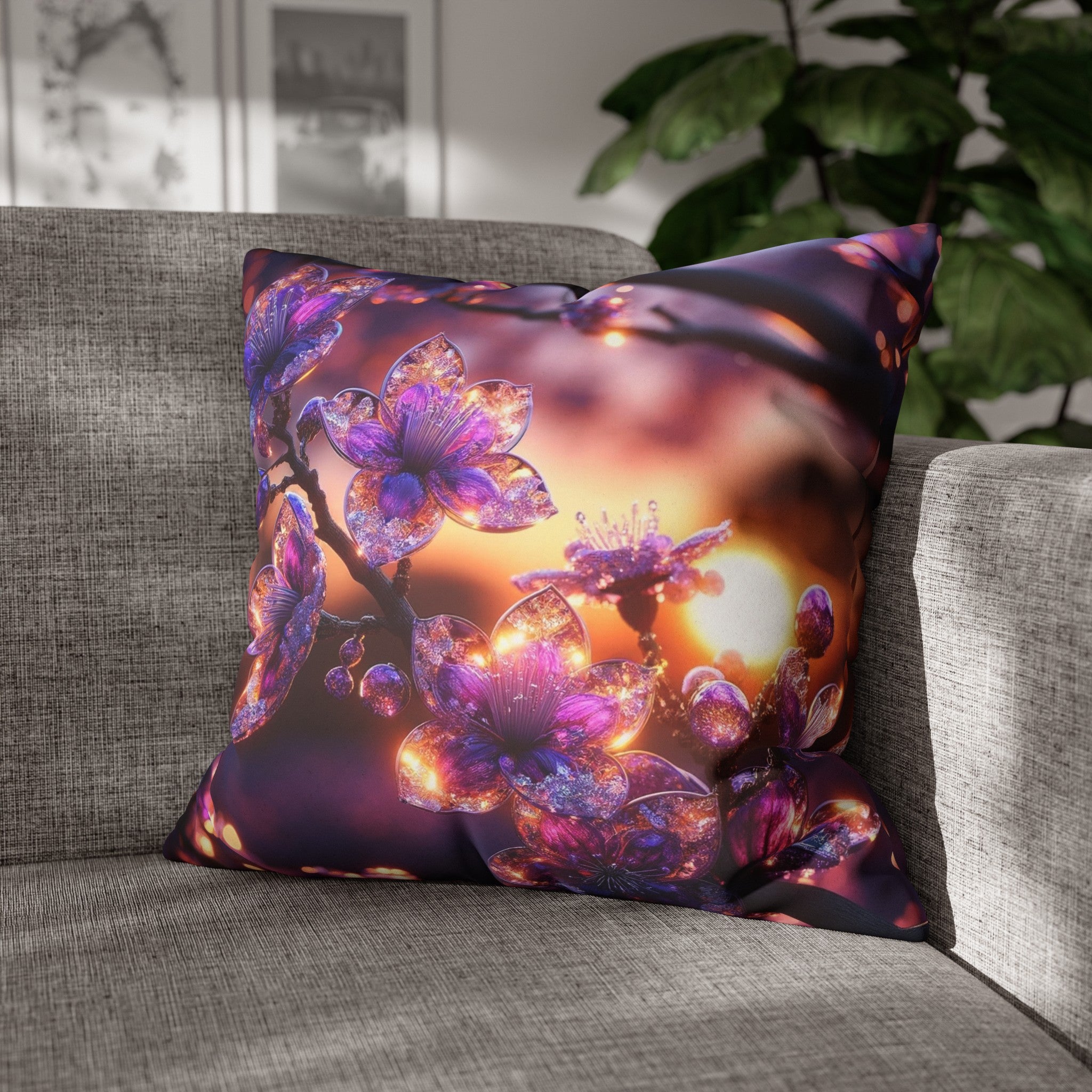 Purple diamond flowers (4) - Suede Square Pillowcase