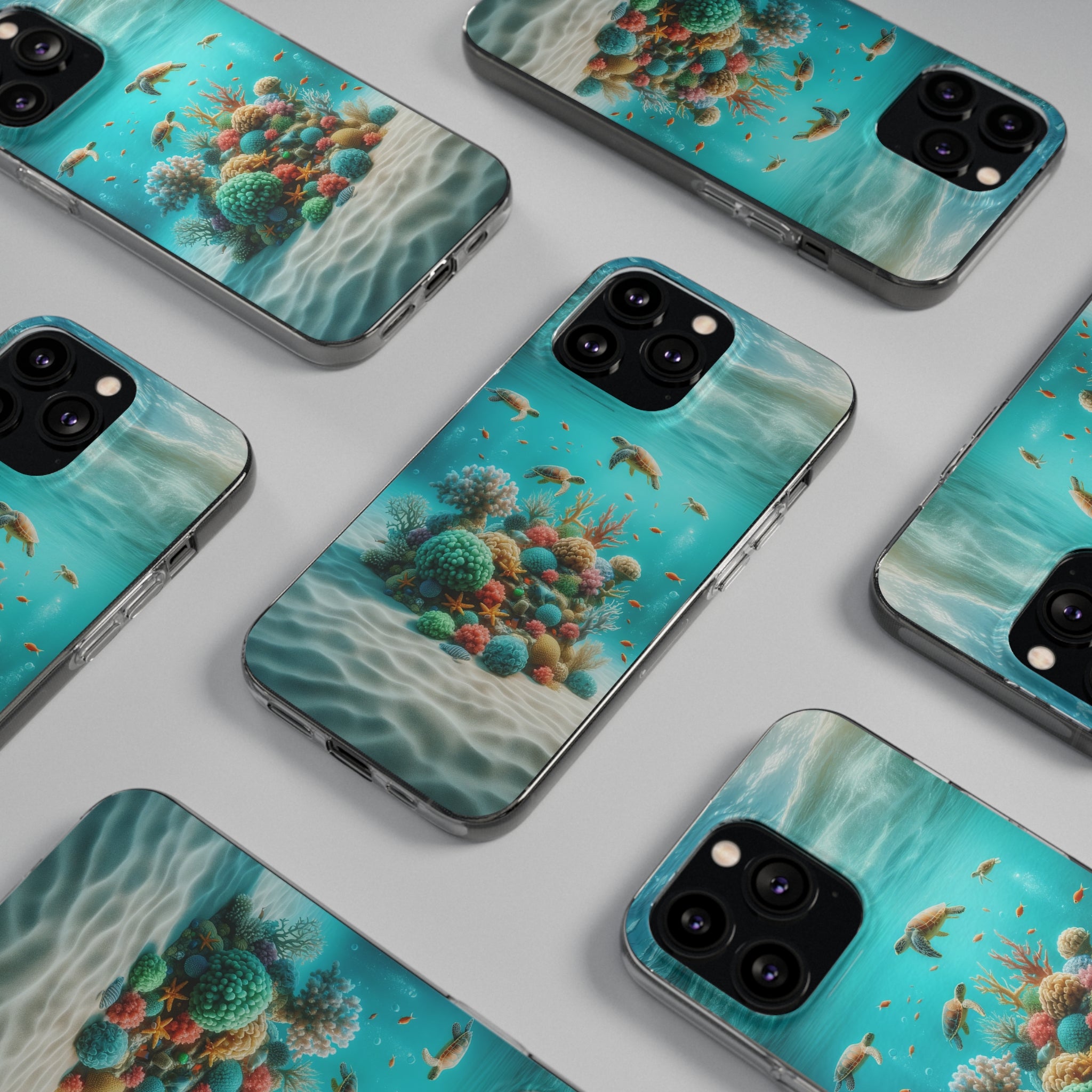 Turtles on coral reef - Soft Phone Case