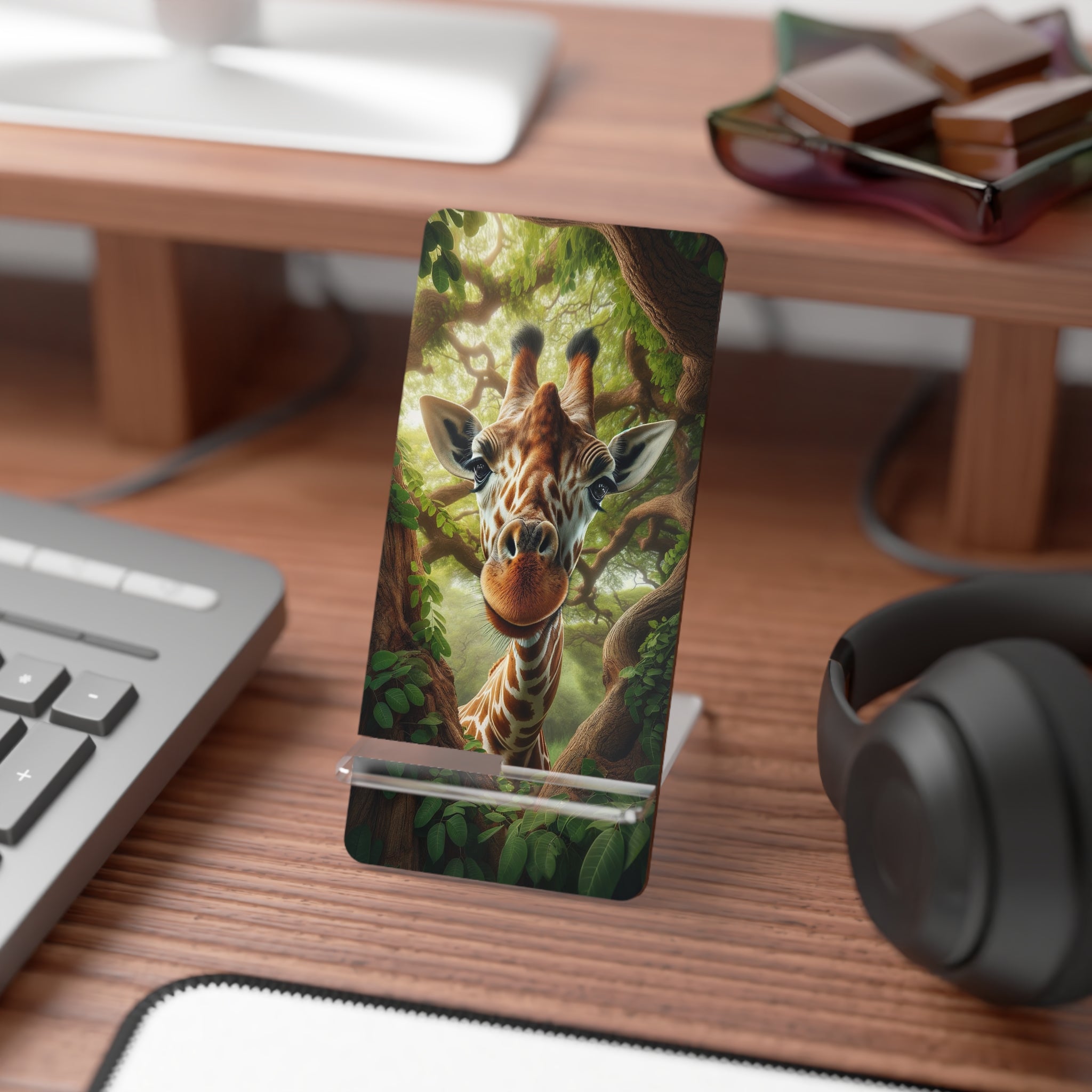 Giraffe eating leaves - Smartphone Stand