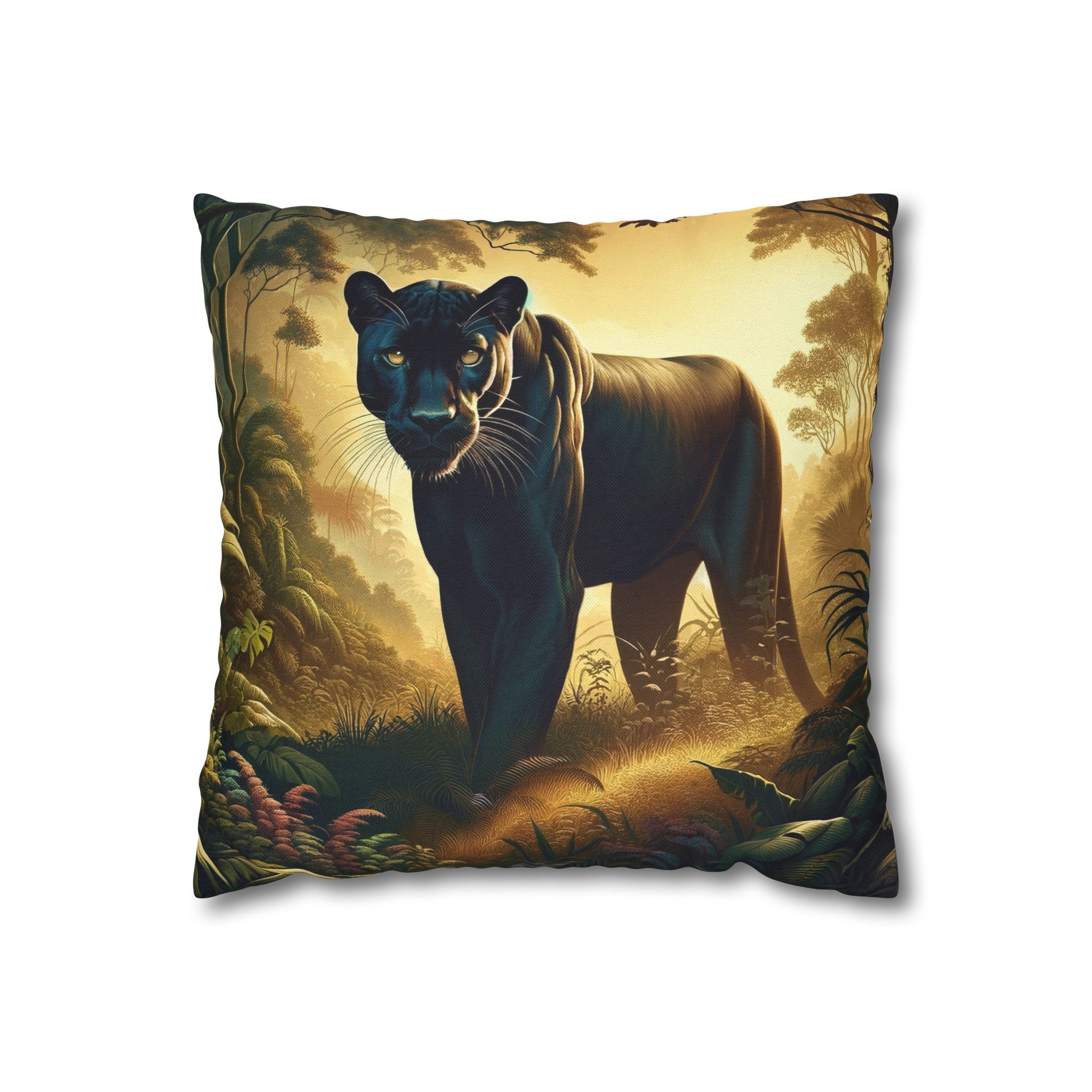 A Tiger walking in the jungle - Spun Polyester Square Pillowcase