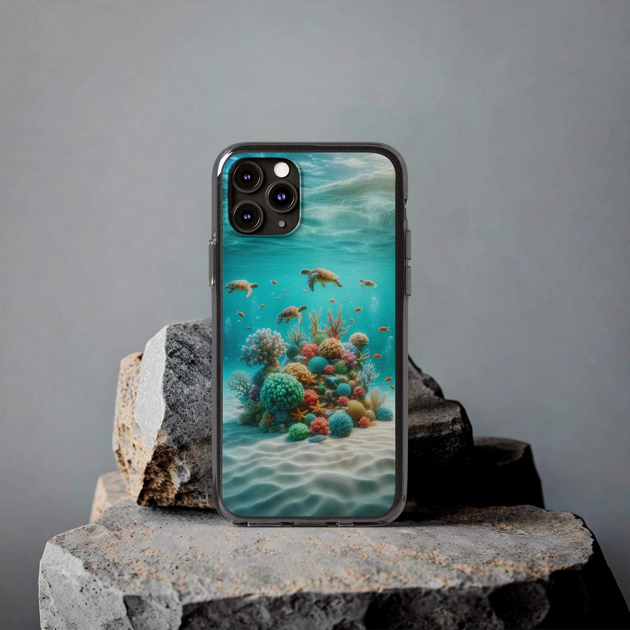 Turtles on coral reef - Soft Phone Case