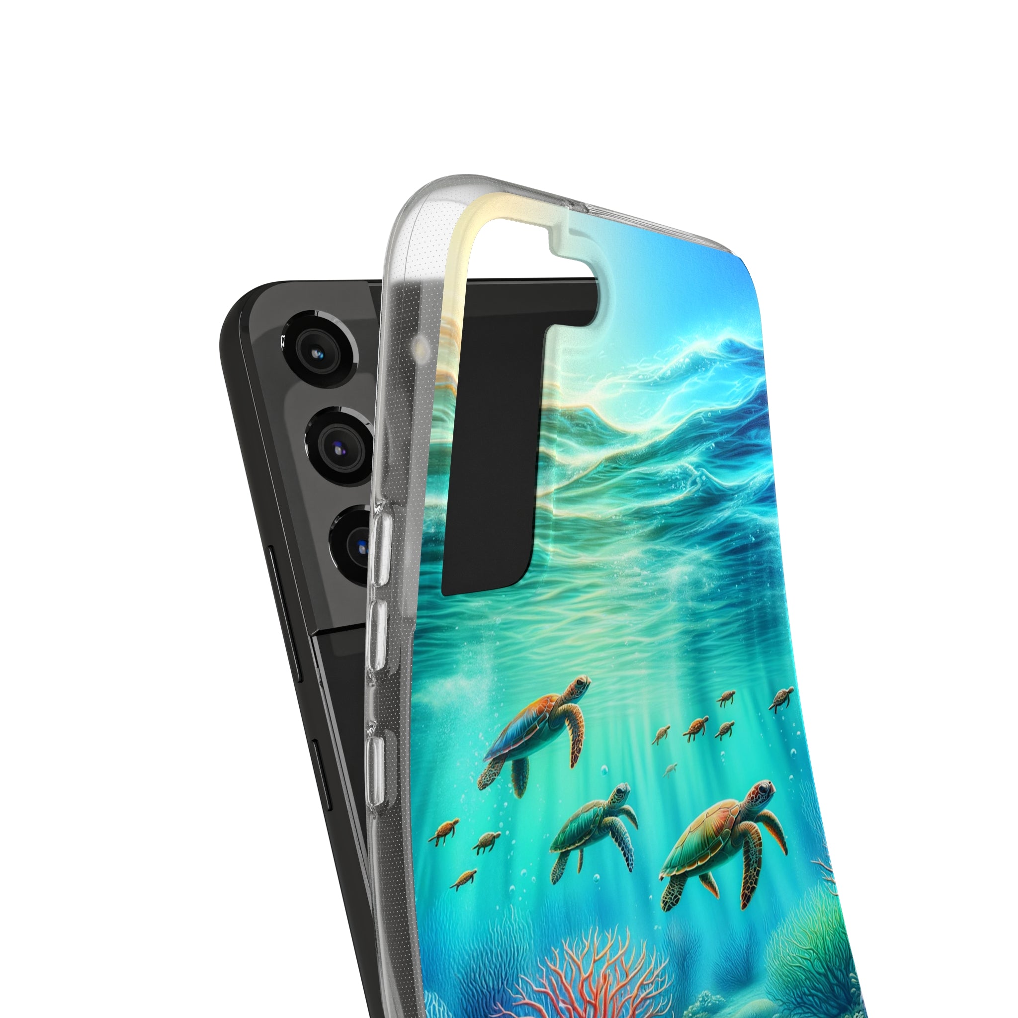 Turtles and coral reef - Soft Phone Case