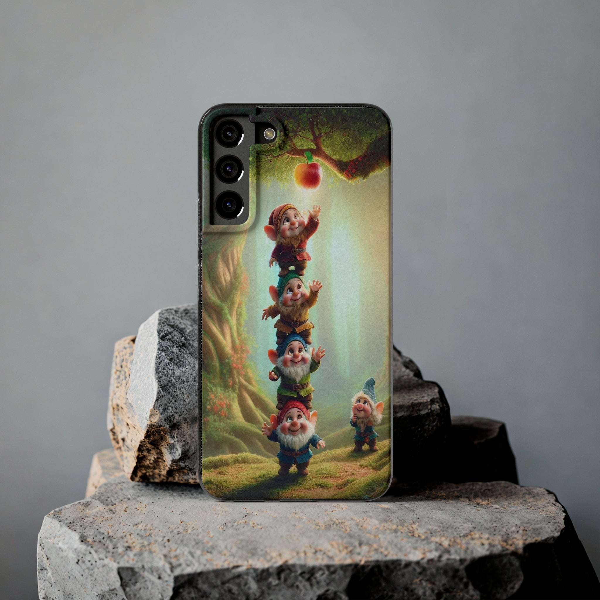 Gnomes reaching an apple - Soft Phone Case