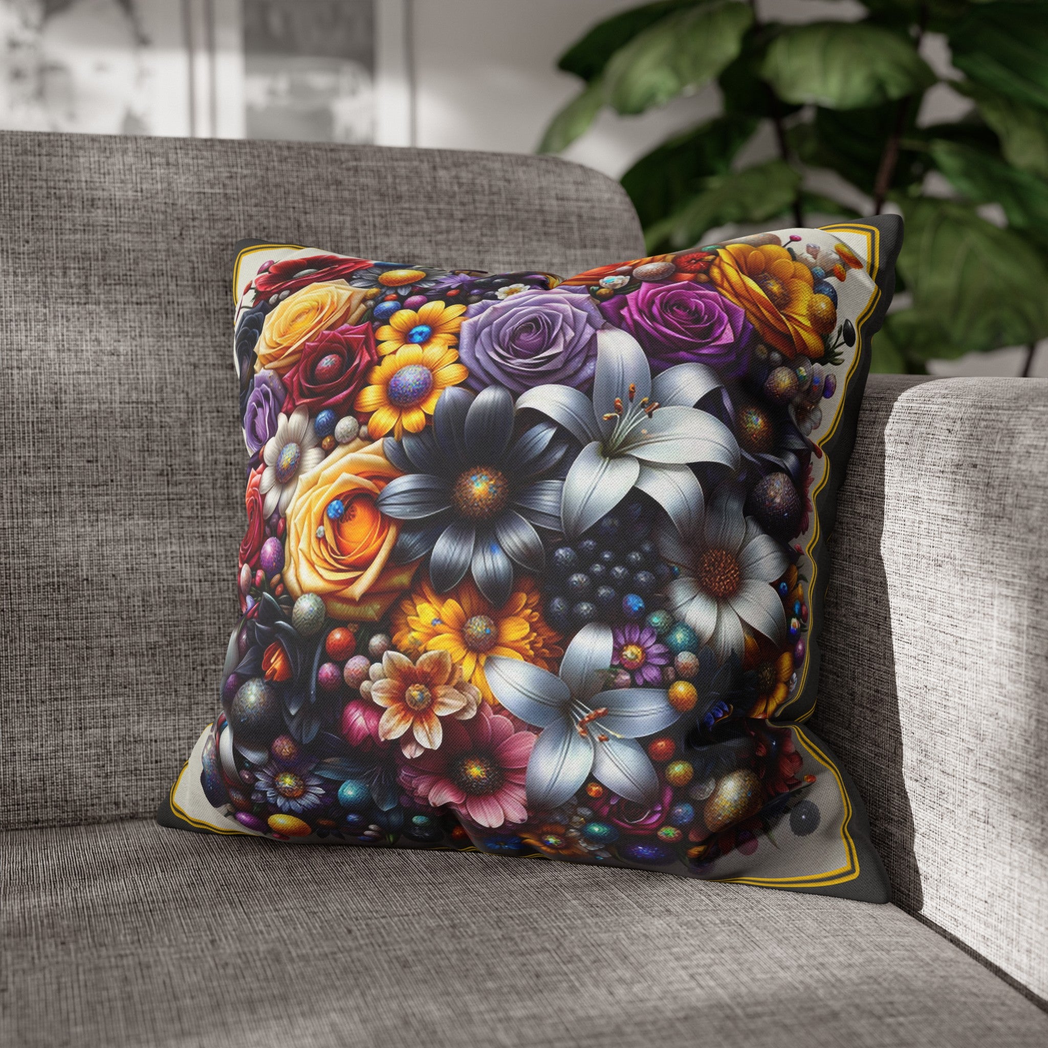 Colourful Bouquet (3) - Polyester Square Pillowcase