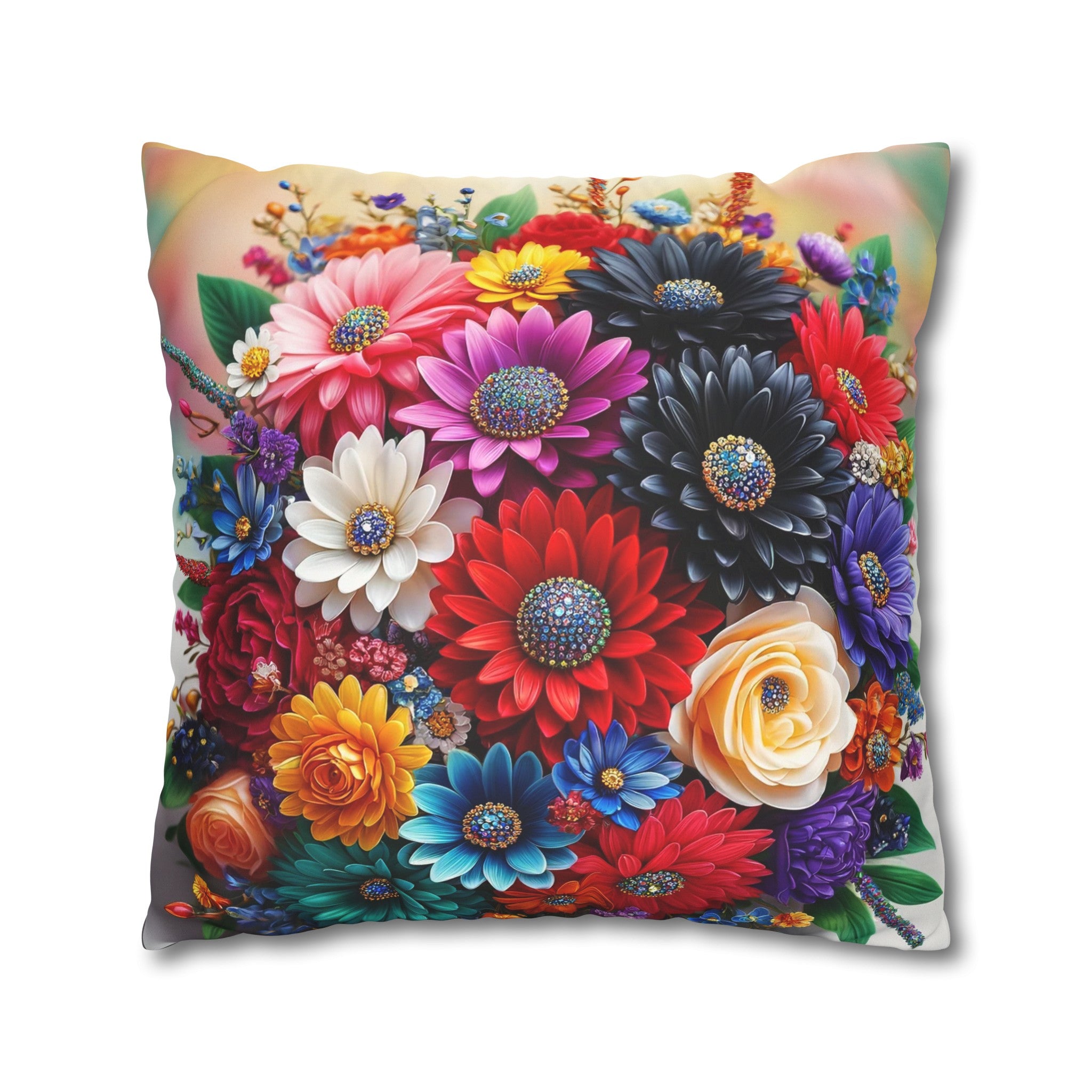 Colourful Bouquet (3) - Suede Square Pillowcase