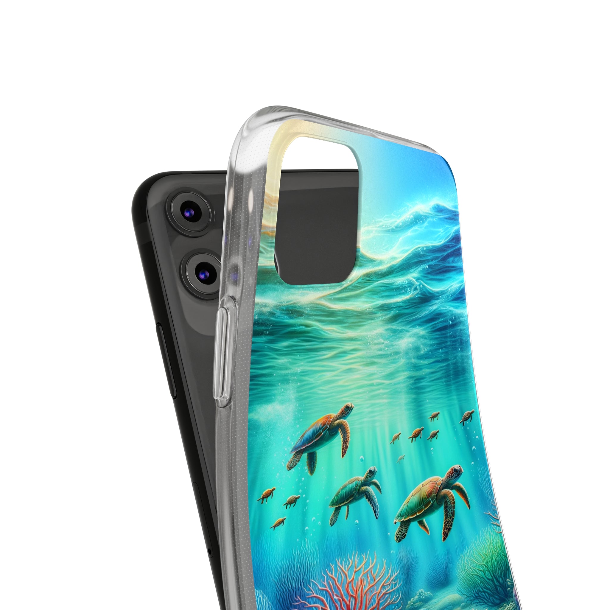 Turtles and coral reef - Soft Phone Case