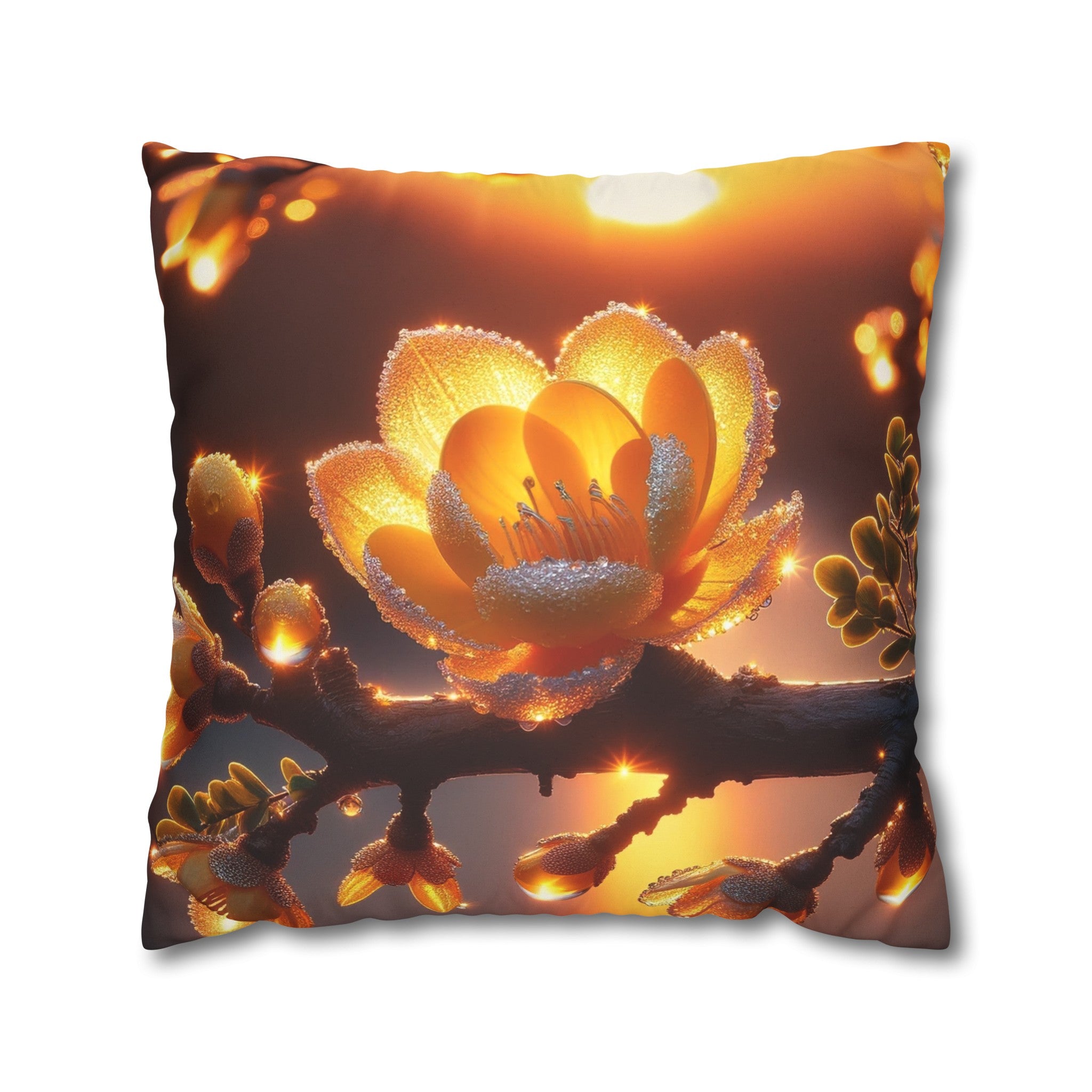 Yellow, diamond flowers (1) - Suede Square Pillowcase