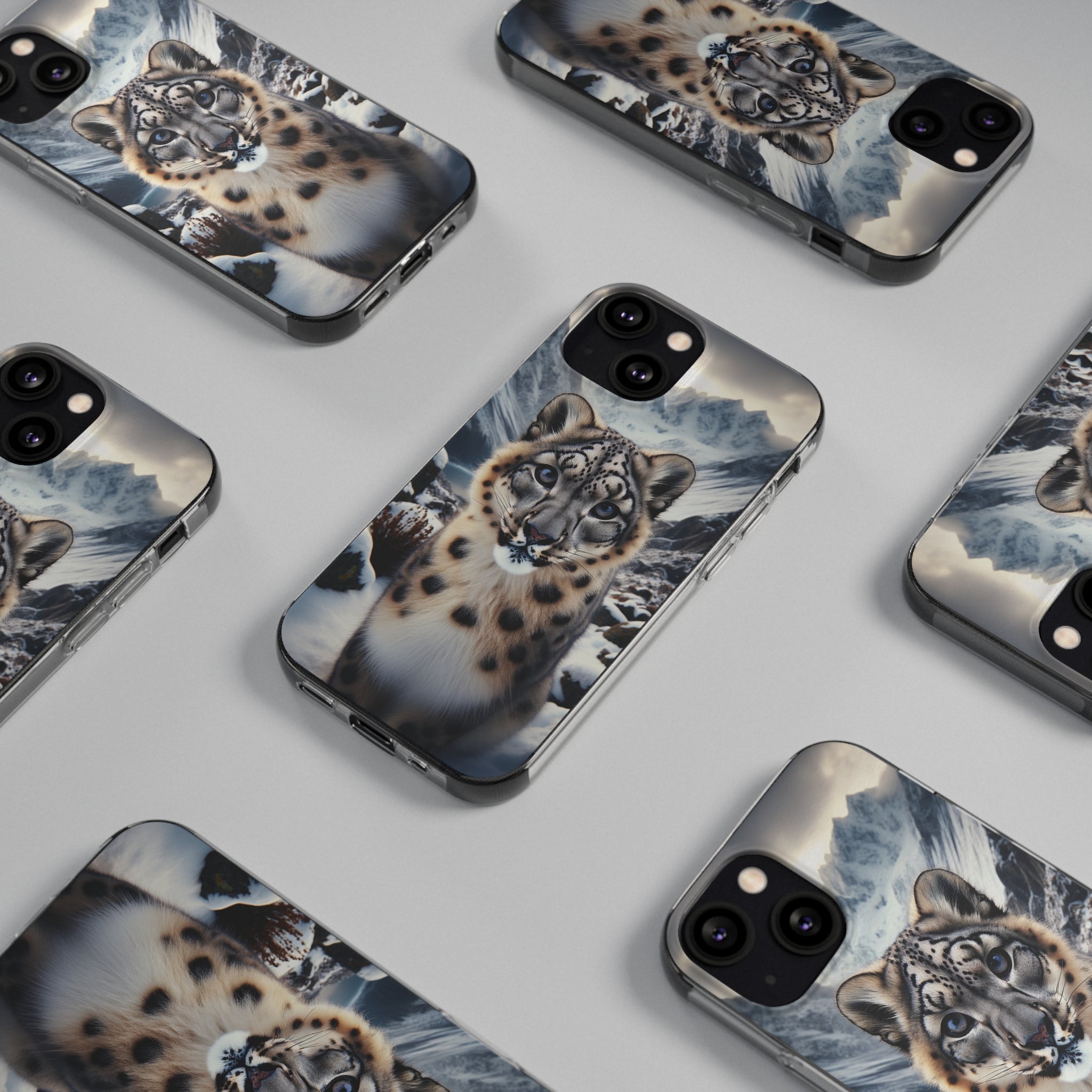 Curious Snow Leopard - Soft Phone Case