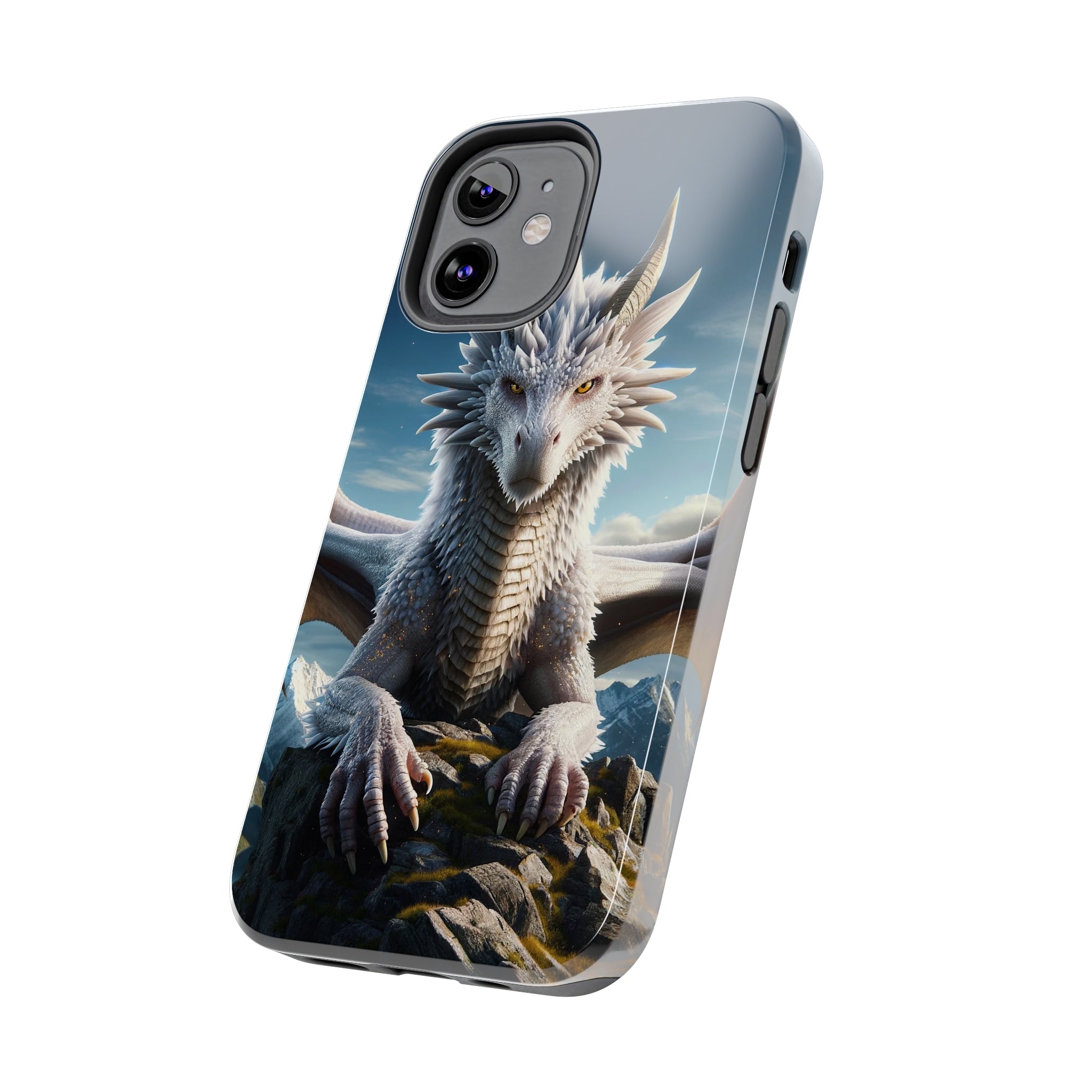 White dragon on a rock - Tough Phone Case