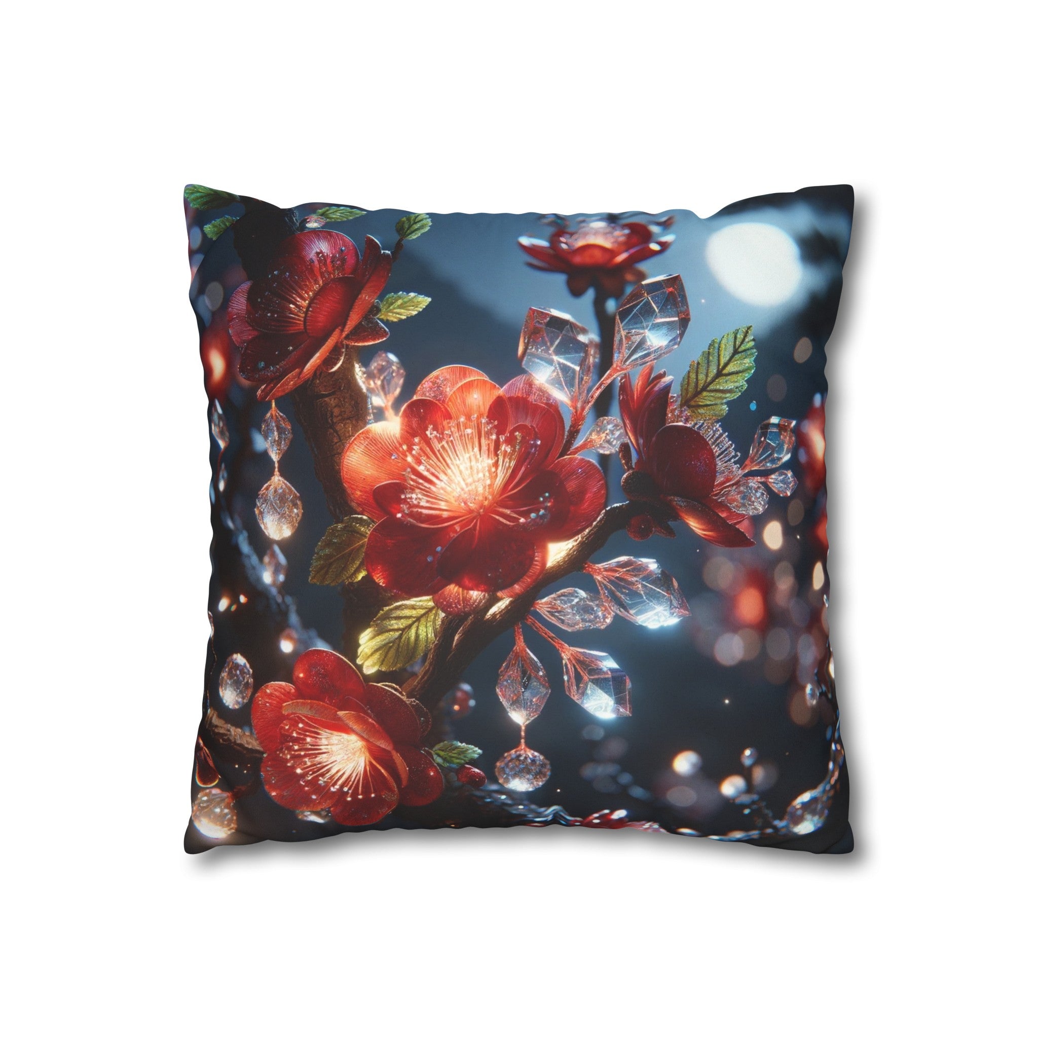 Red diamond flowers (5) - Suede Square Pillowcase