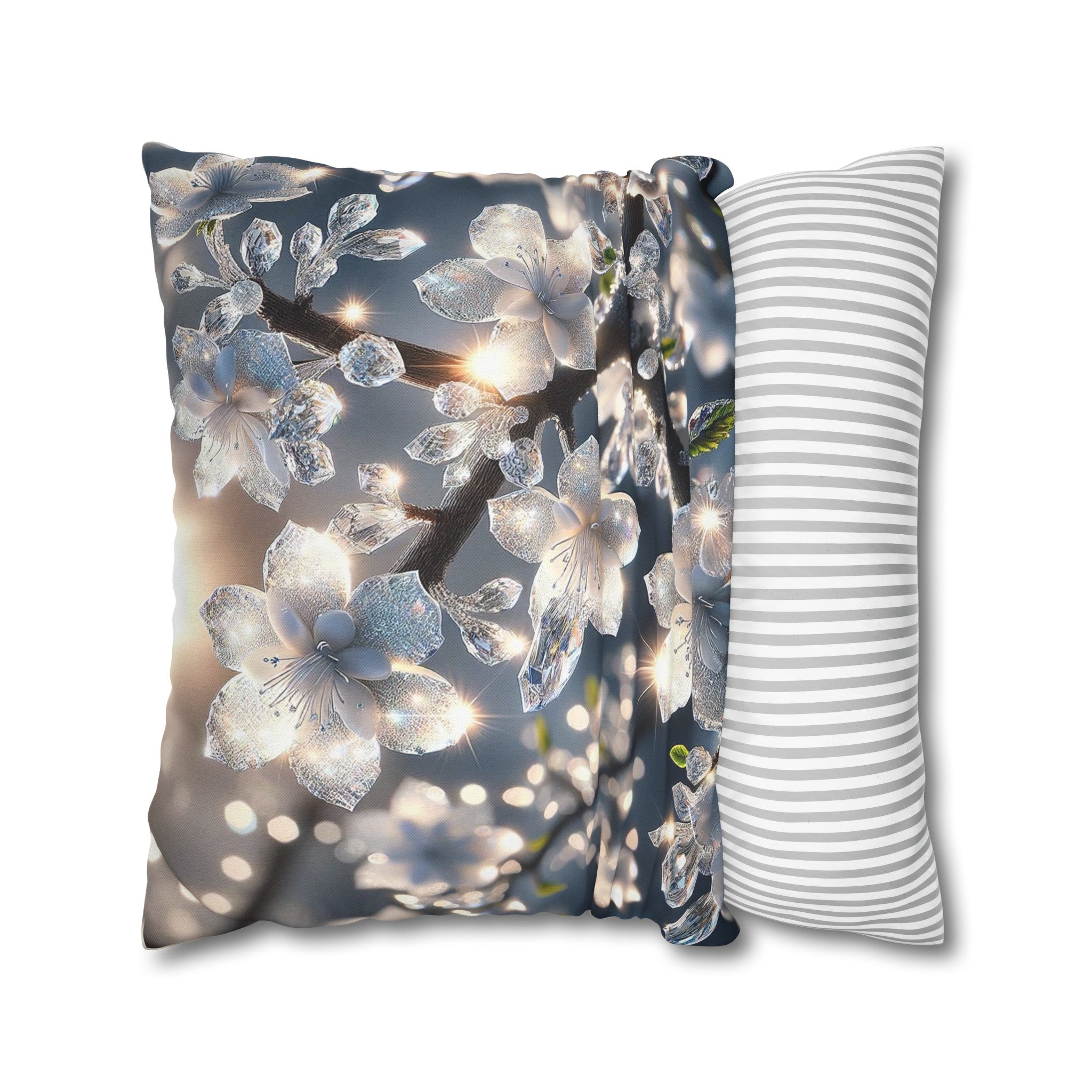 White diamond flowers (5) - Polyester Square Pillowcase