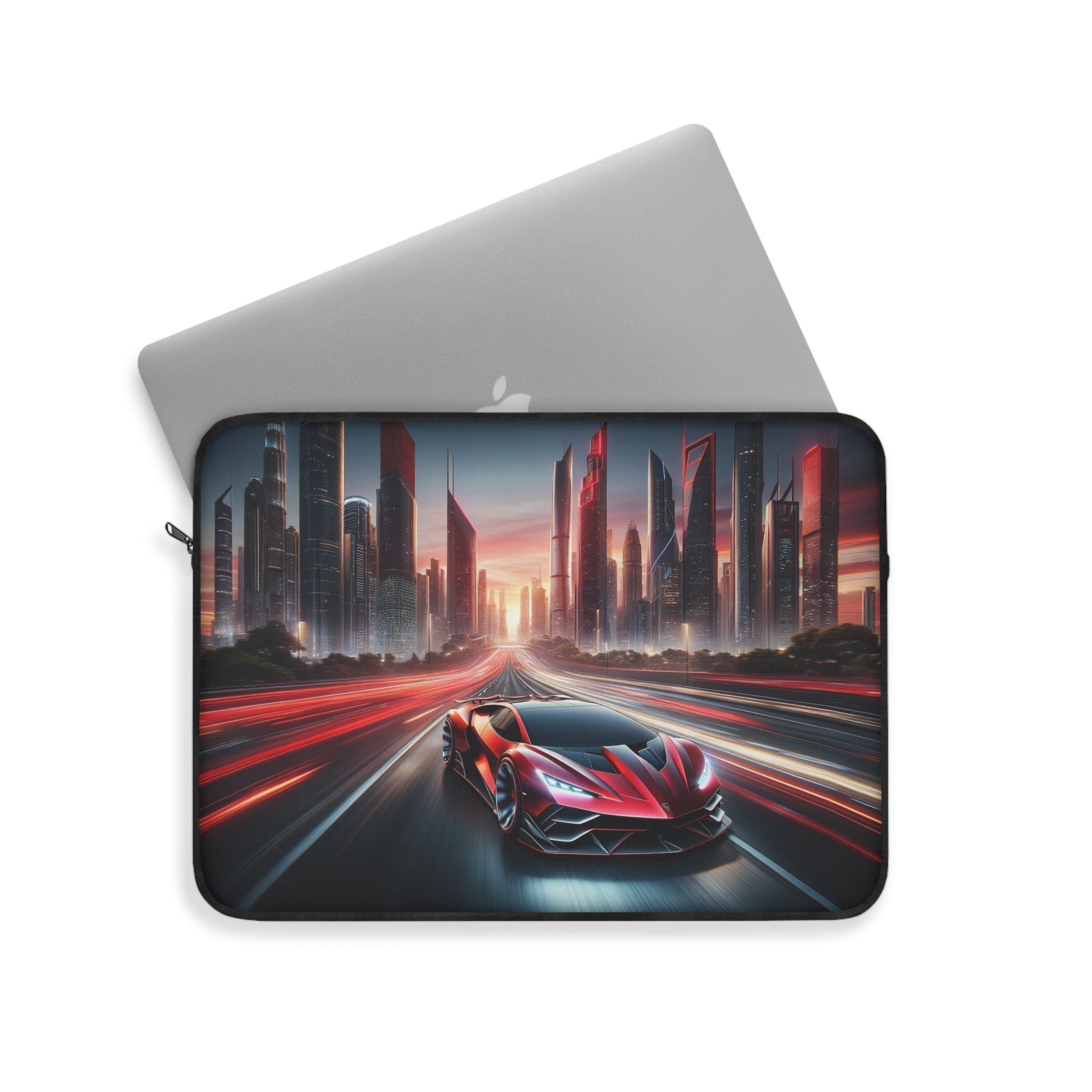 Red car speeding on the road - Laptop Sleeve