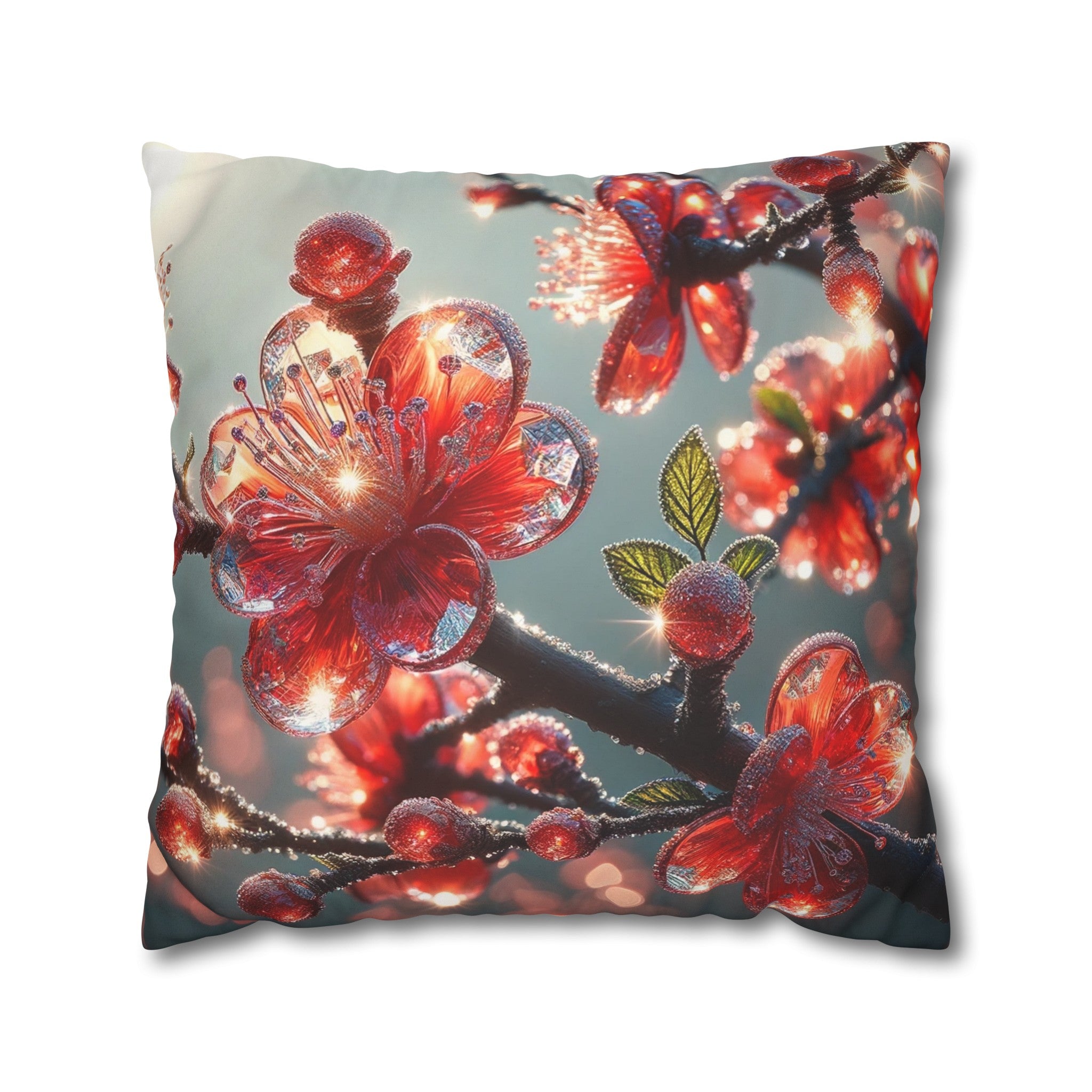 Red diamond flowers (1) - Suede Square Pillowcase