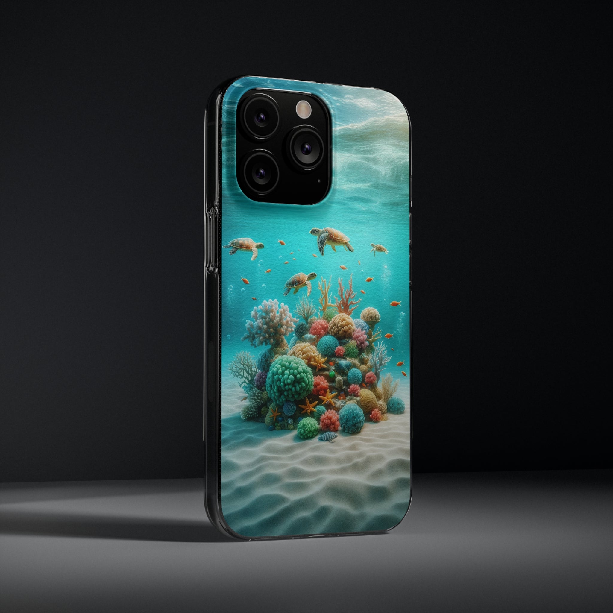 Turtles on coral reef - Soft Phone Case