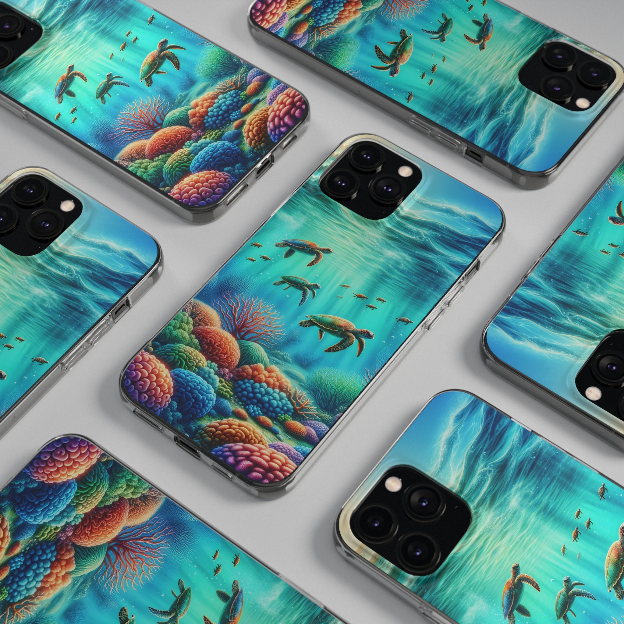 Turtles and coral reef - Soft Phone Case