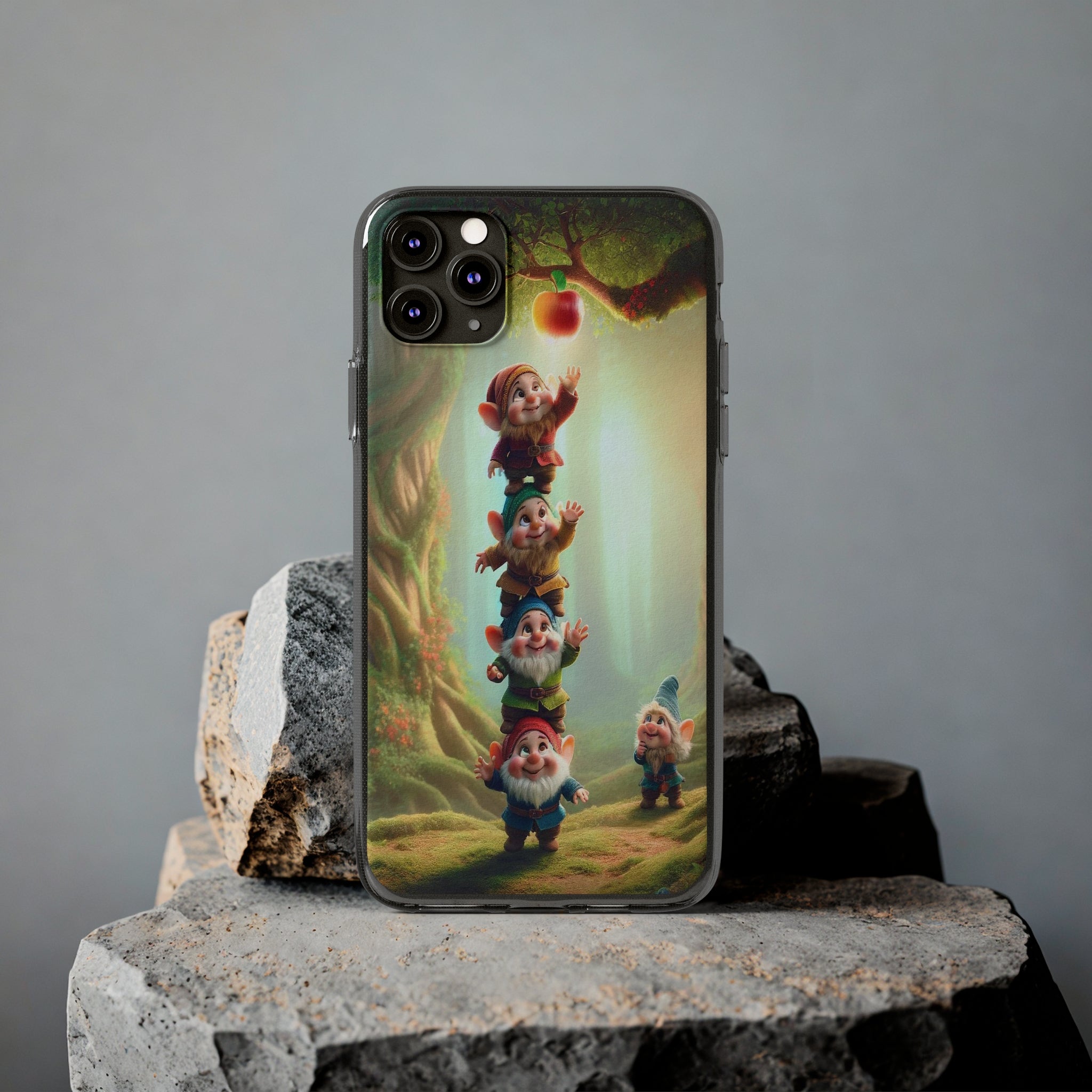 Gnomes reaching an apple - Soft Phone Case