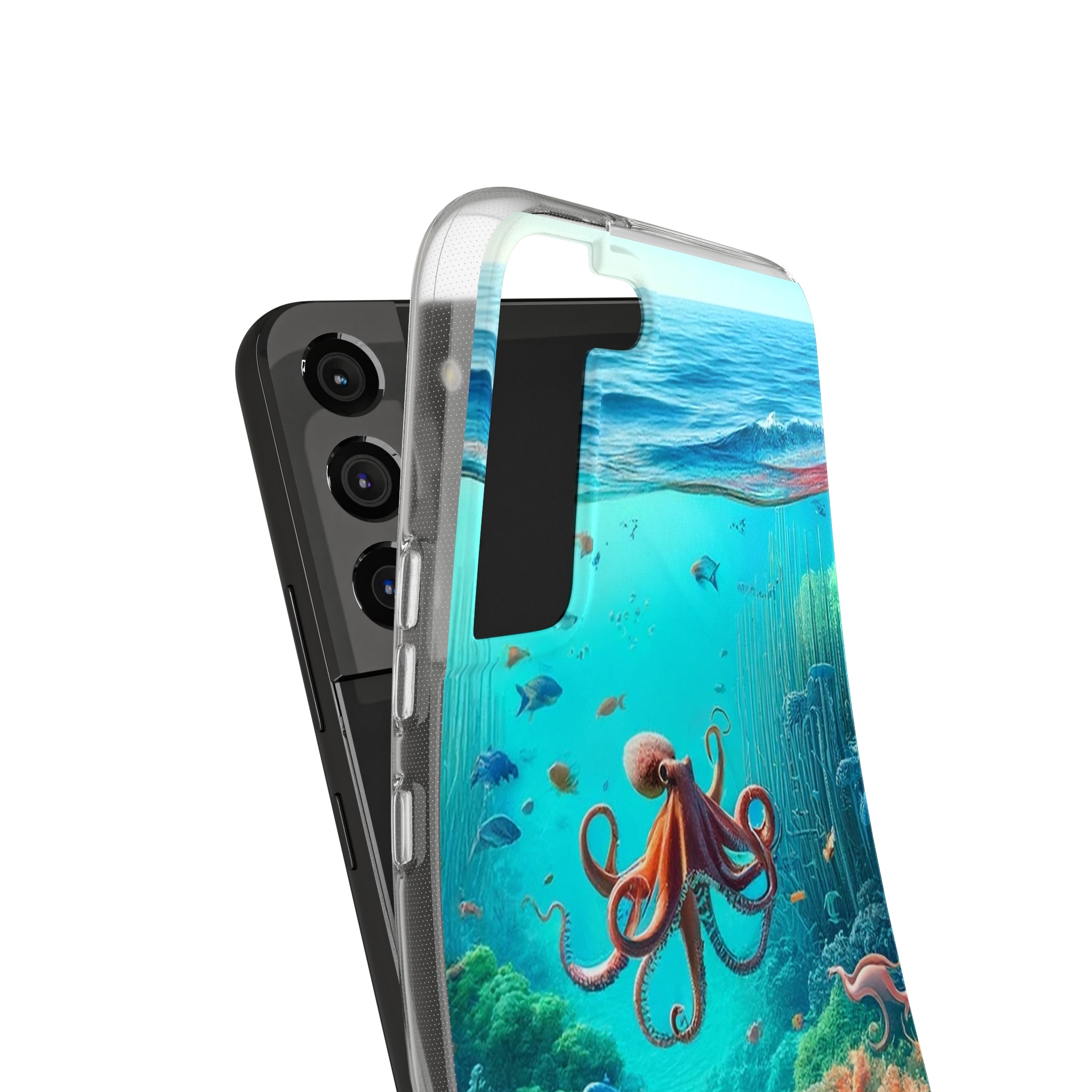 Octopus in turquoise water - Soft Phone Case