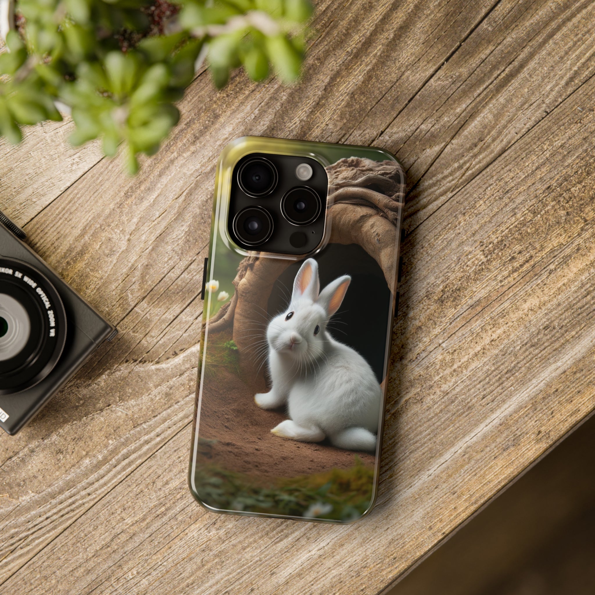 White curious rabbit - Tough Phone Case