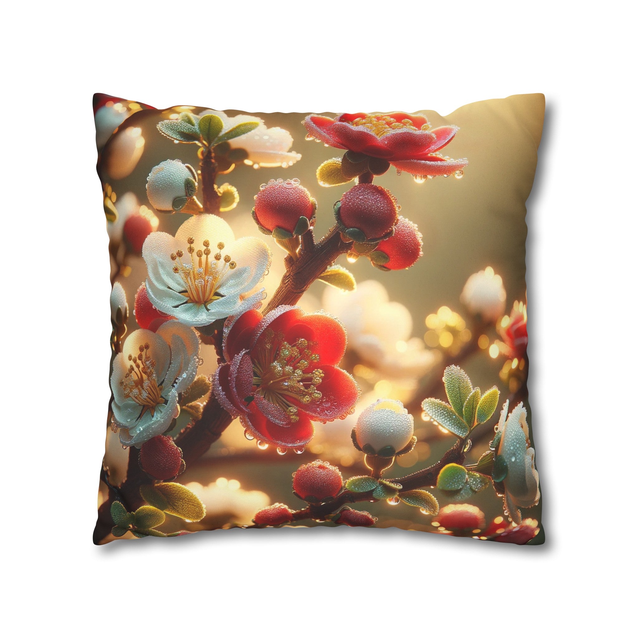 Red diamond flowers (6) - Suede Square Pillowcase