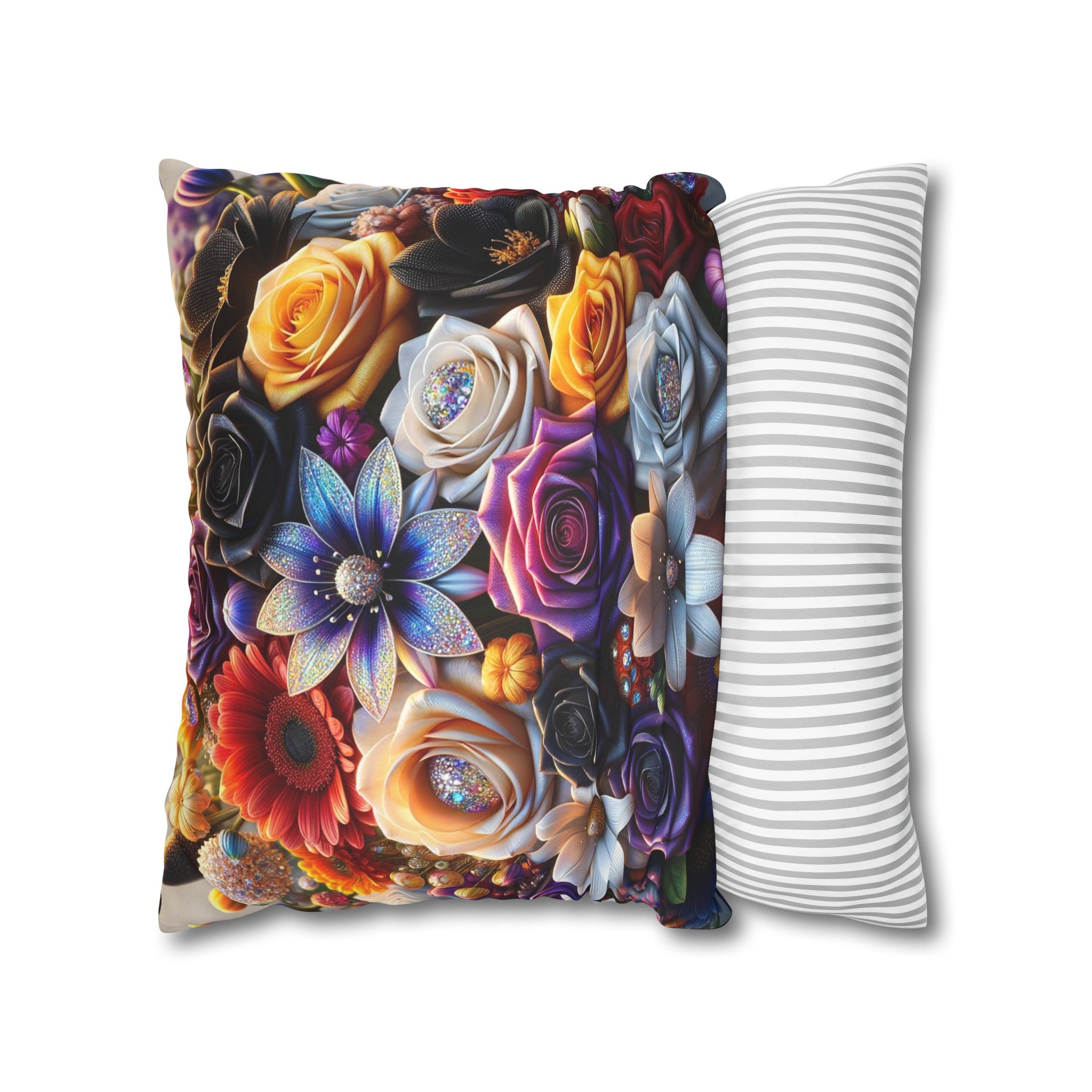 Colourful Bouquet (4) - Suede Square Pillowcase