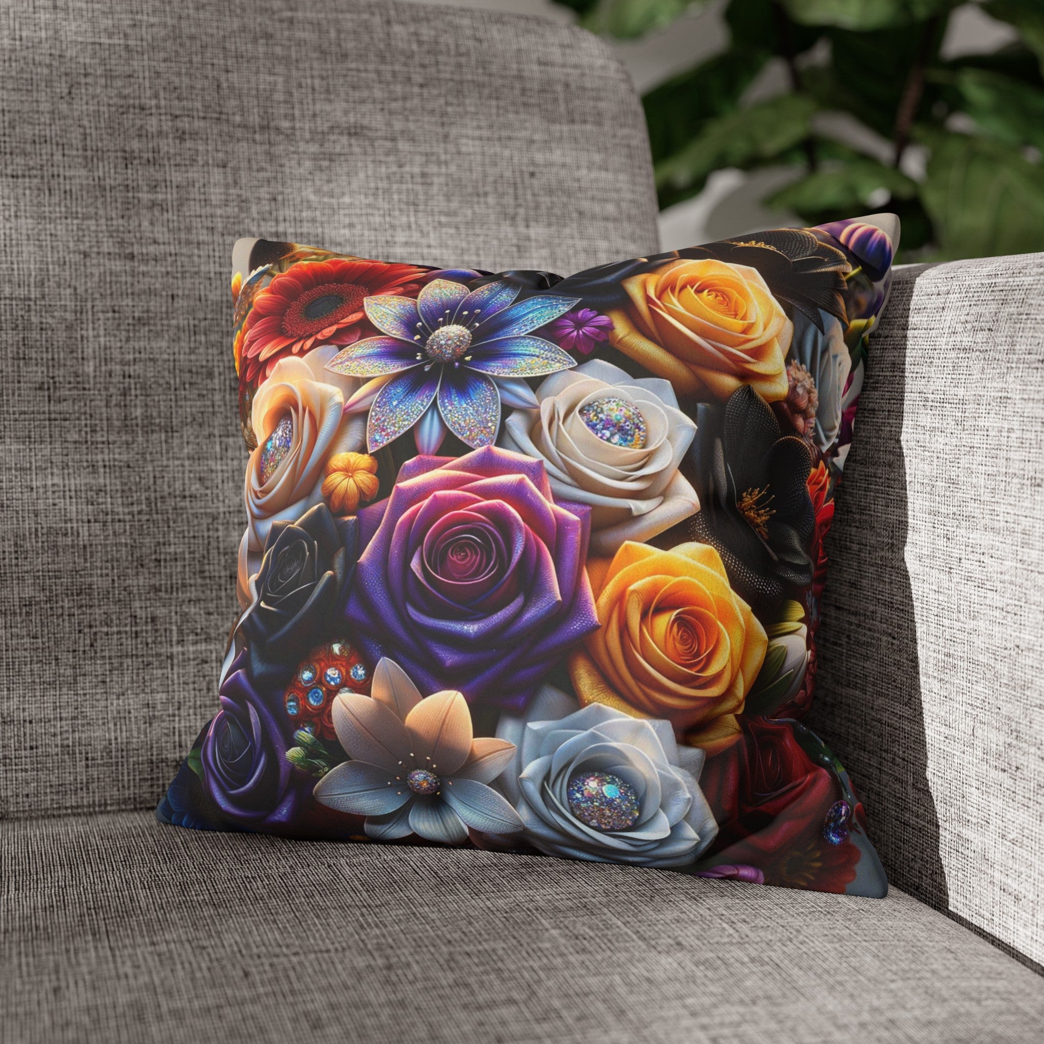 Colourful Bouquet (4) - Suede Square Pillowcase