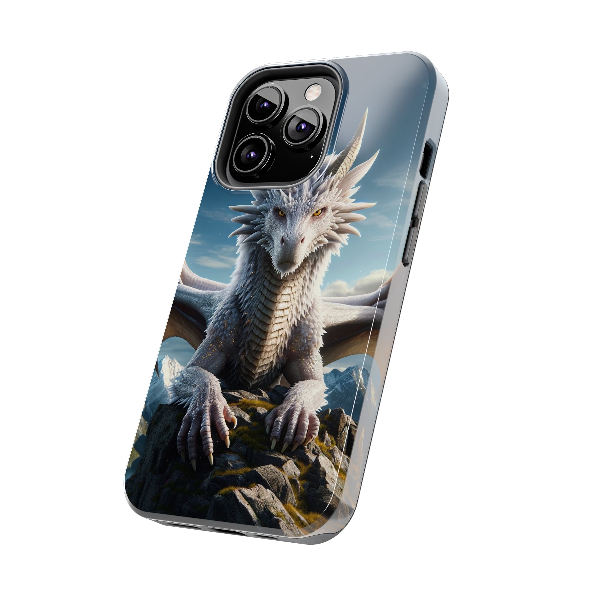 White dragon on a rock - Tough Phone Case