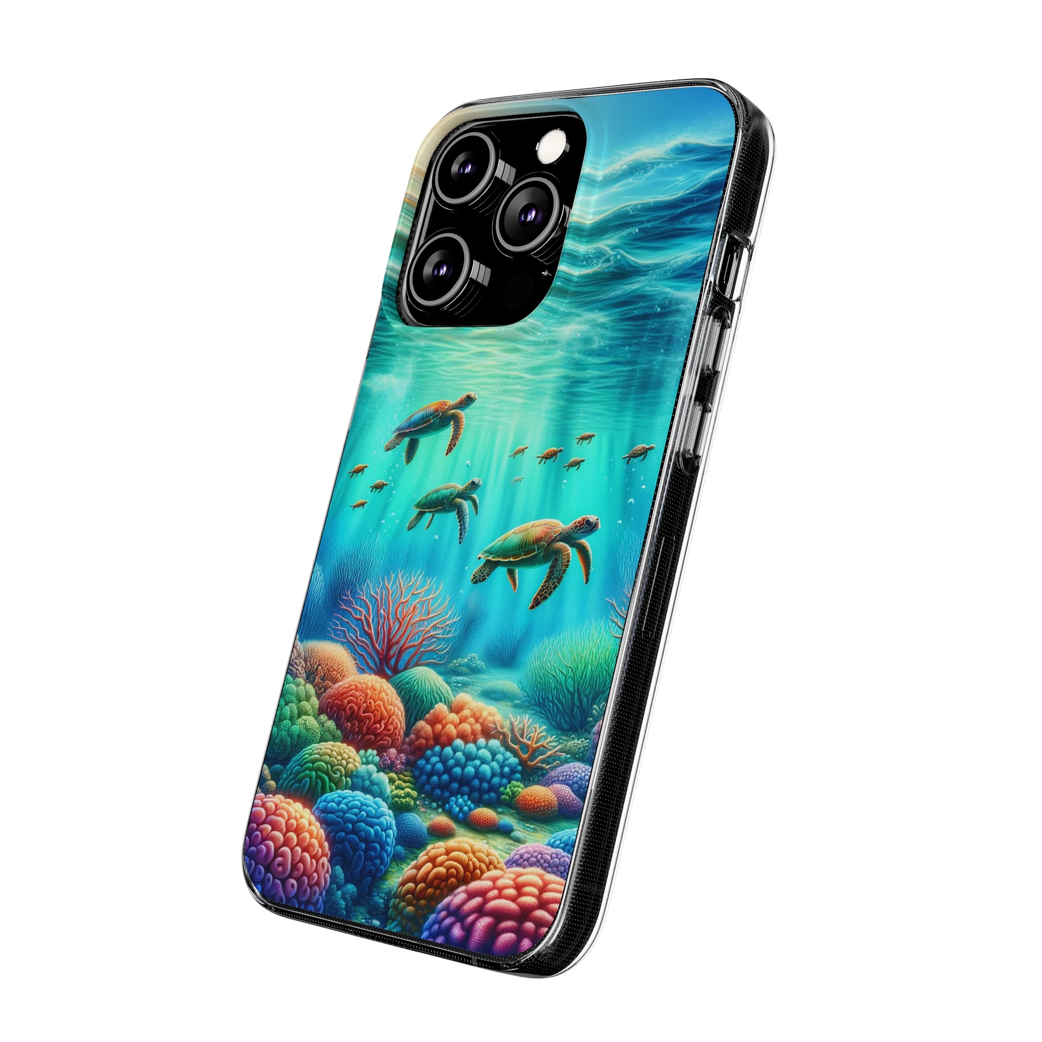 Turtles and coral reef - Soft Phone Case